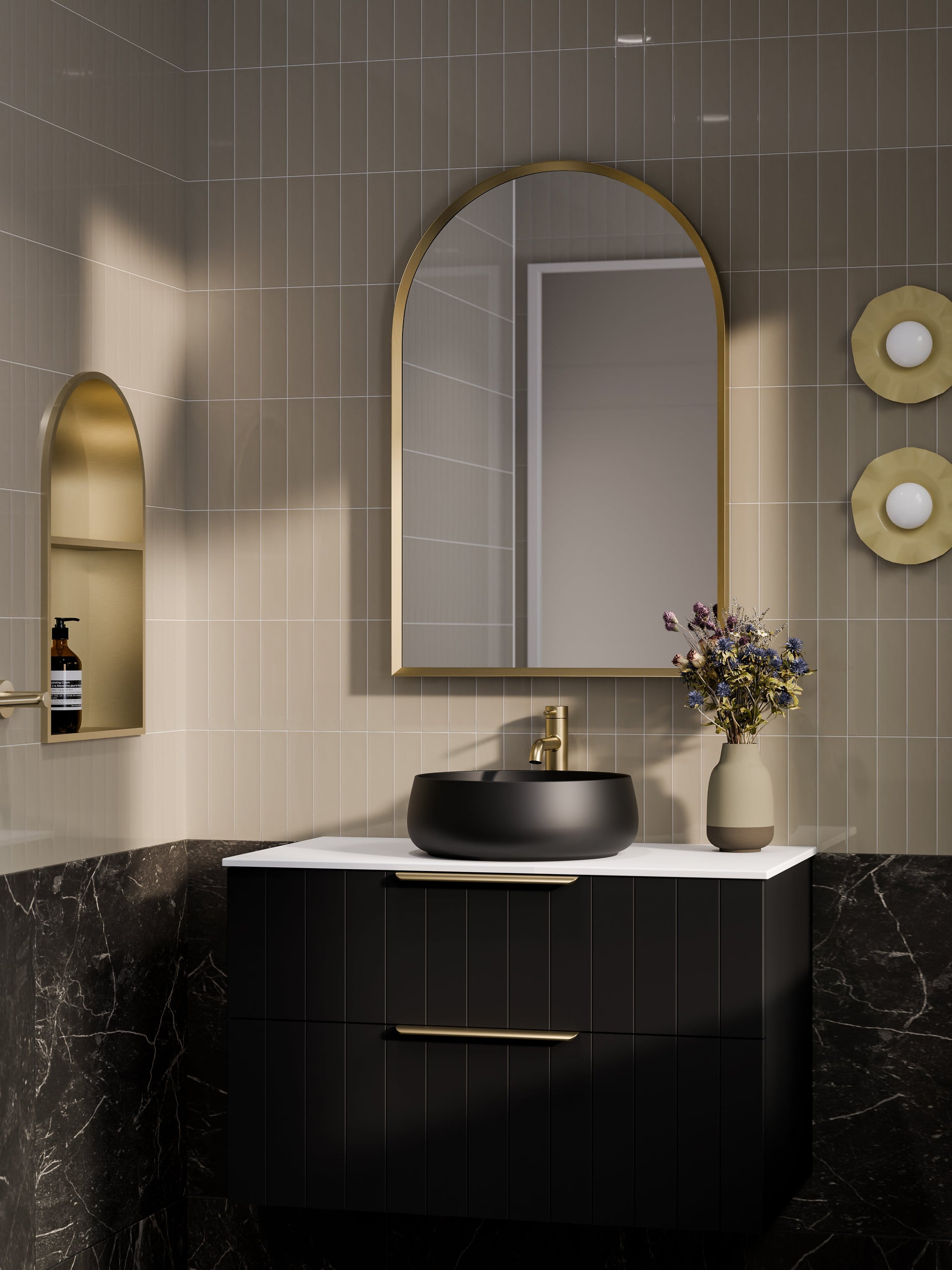 Lineare 900 Vanity | Double Drawer | Flat Slab Top | Coastal Front