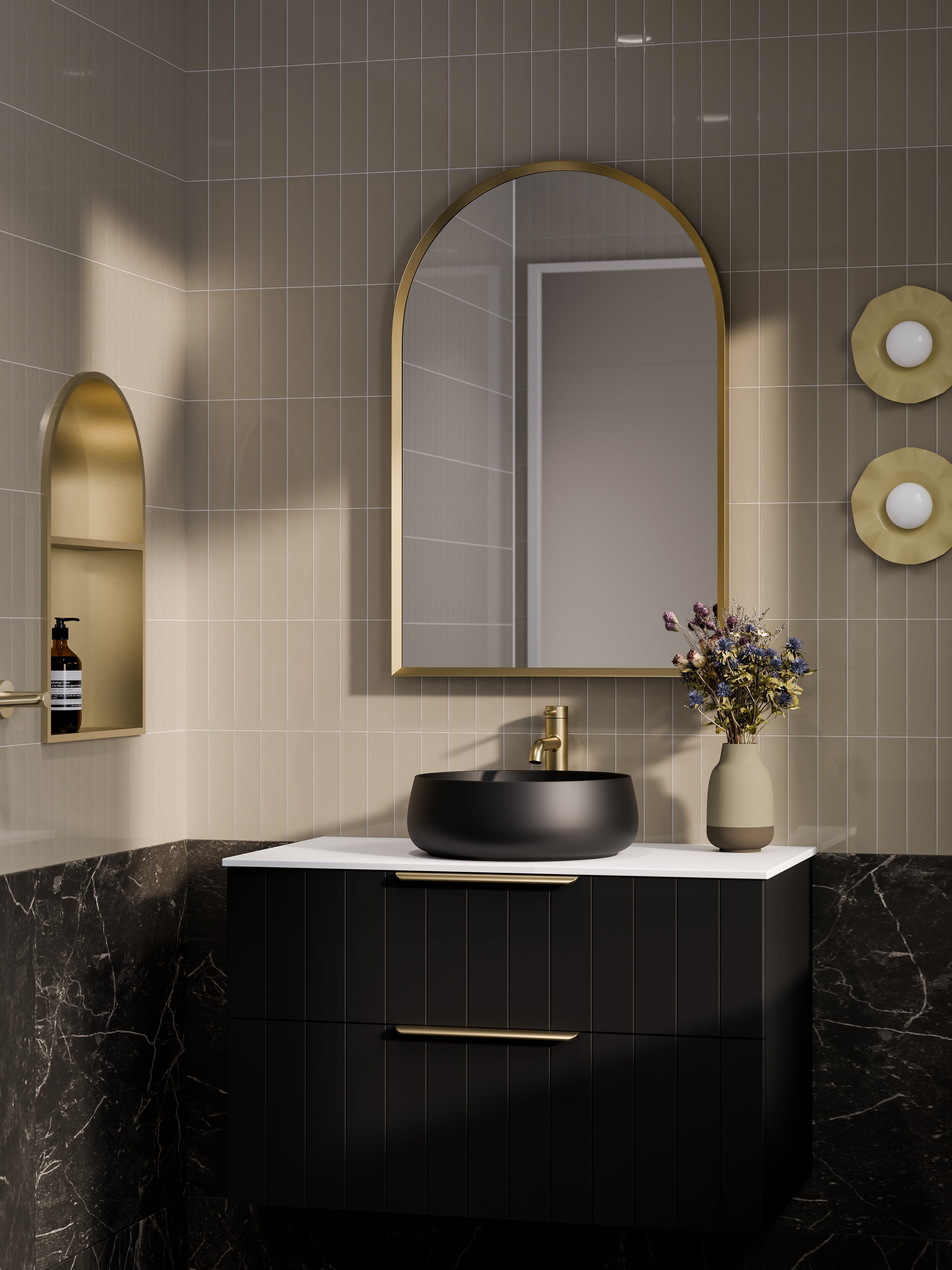 Lineare 900 Vanity | Double Drawer | Flat Slab Top | Coastal Front