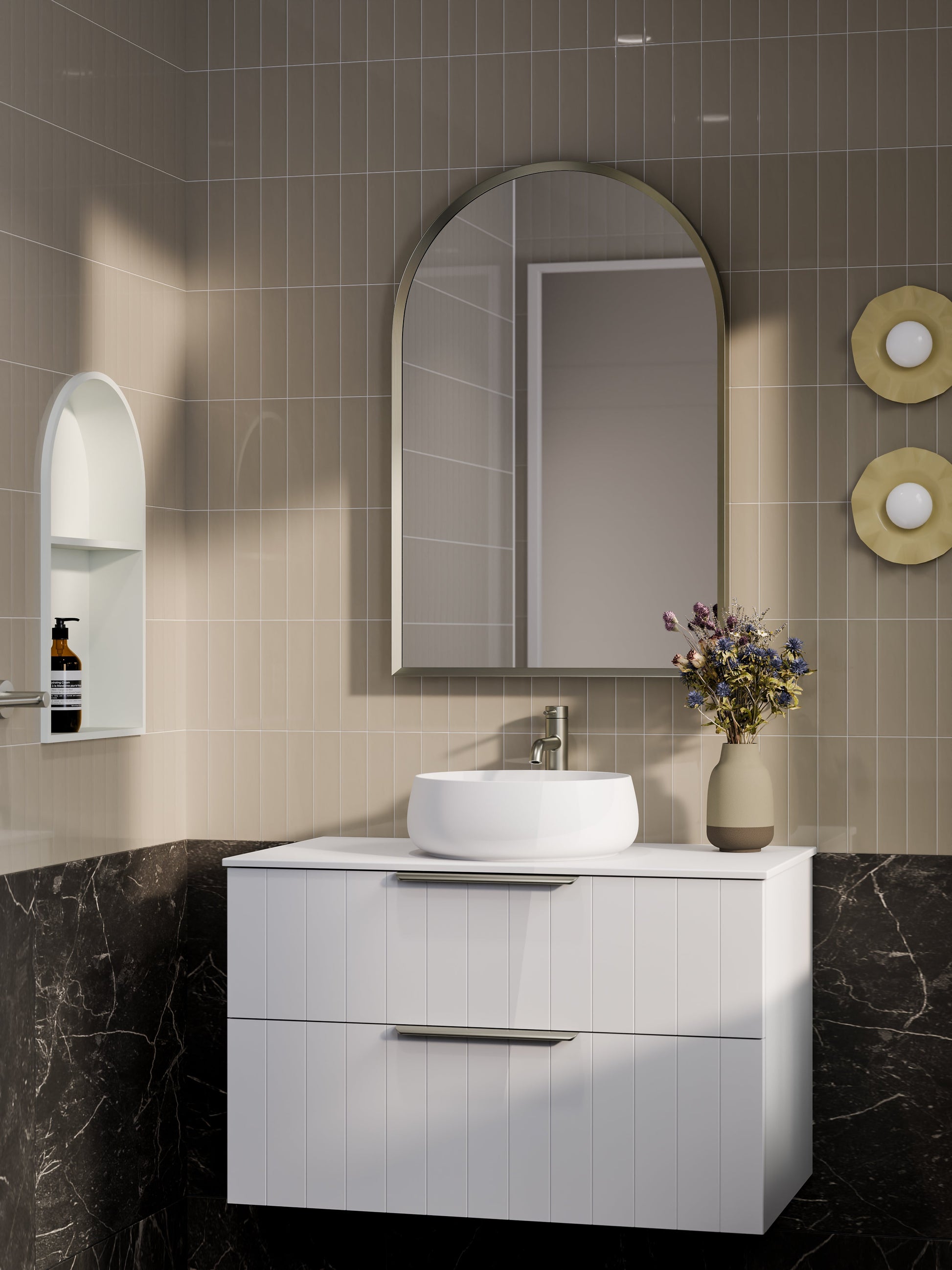 Lineare 900 Vanity | Double Drawer | Flat Slab Top | Coastal Front