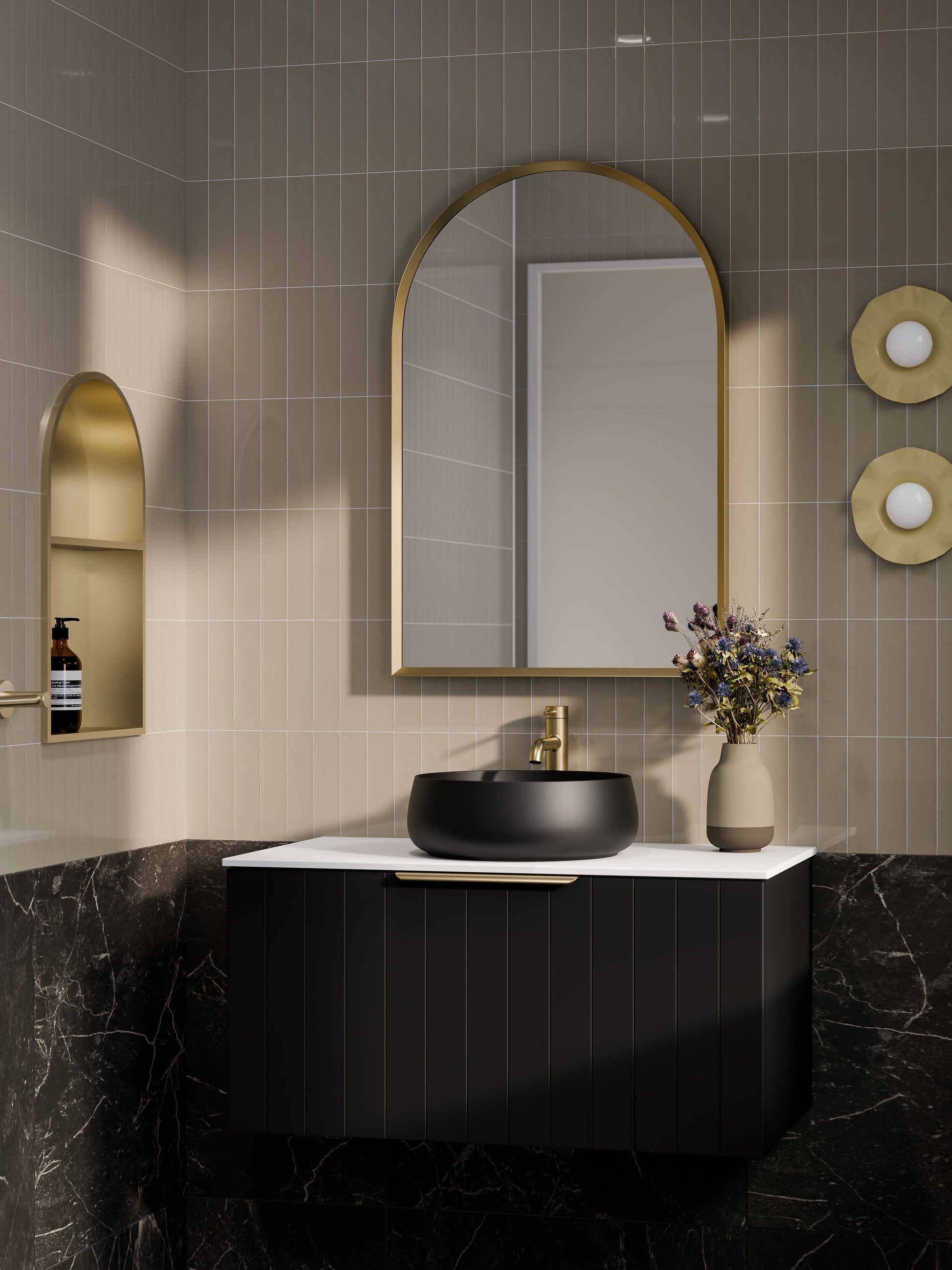 Lineare 900 Vanity | Single Drawer | Flat Slab Top | Coastal Front