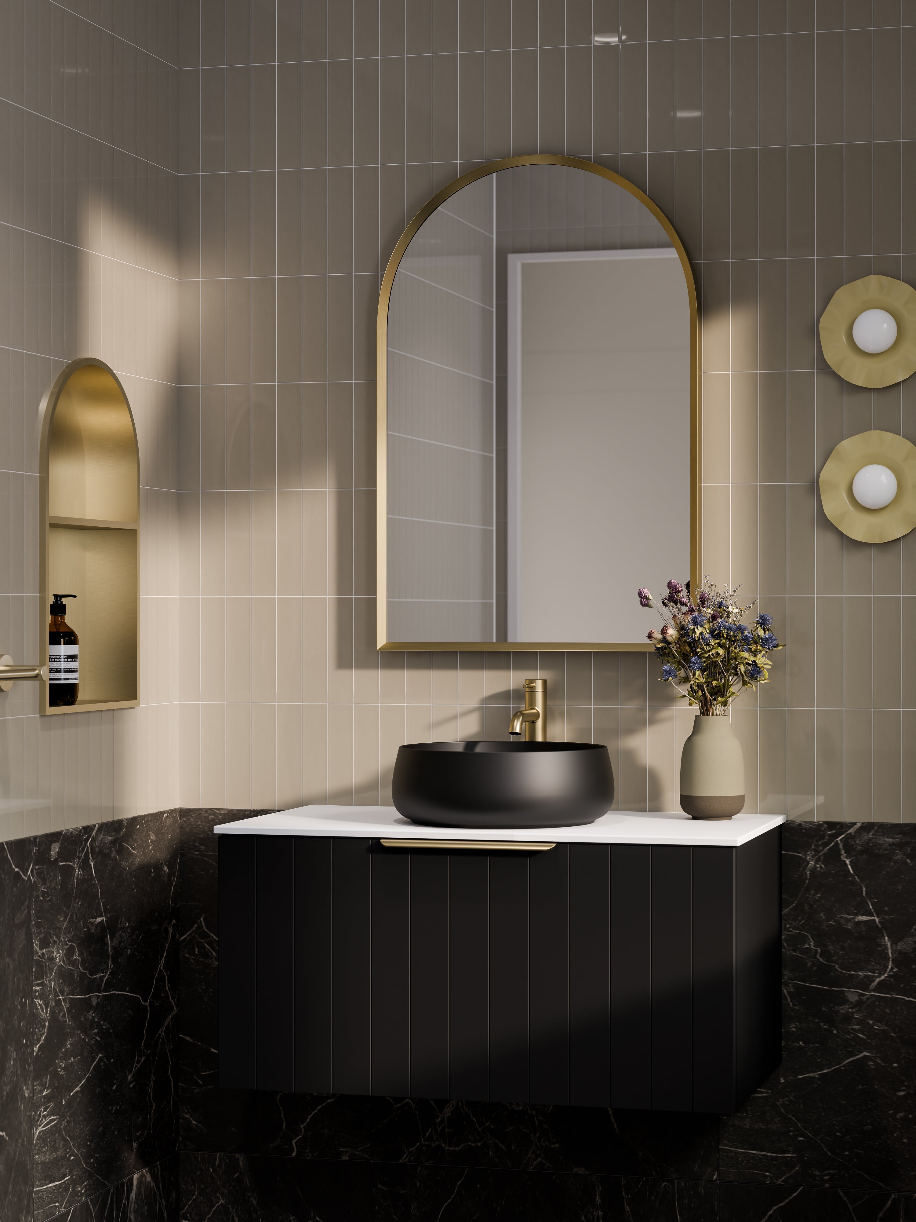 Lineare 900 Vanity | Single Drawer | Flat Slab Top | Coastal Front