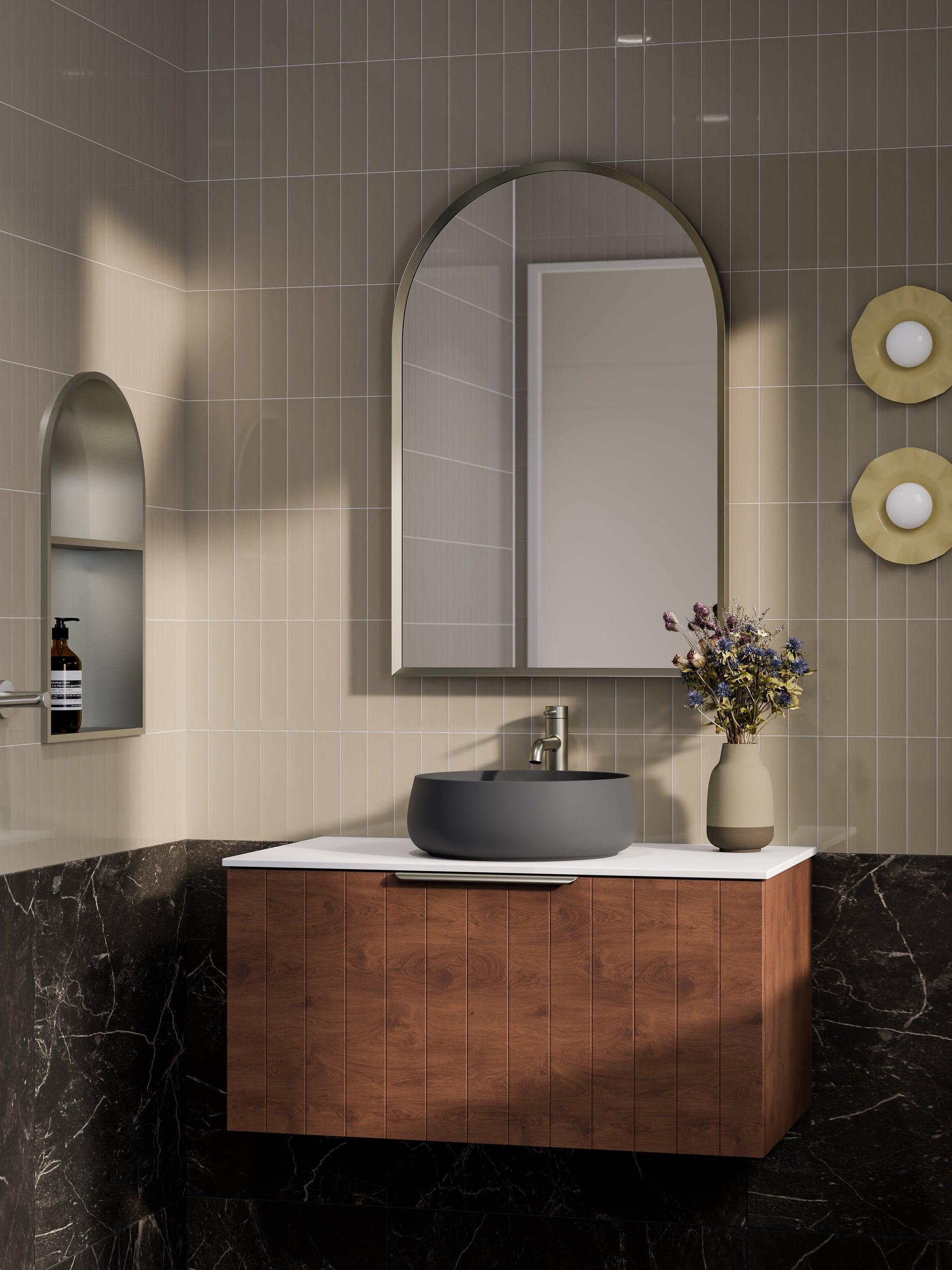 Lineare 900 Vanity | Single Drawer | Flat Slab Top | Coastal Front