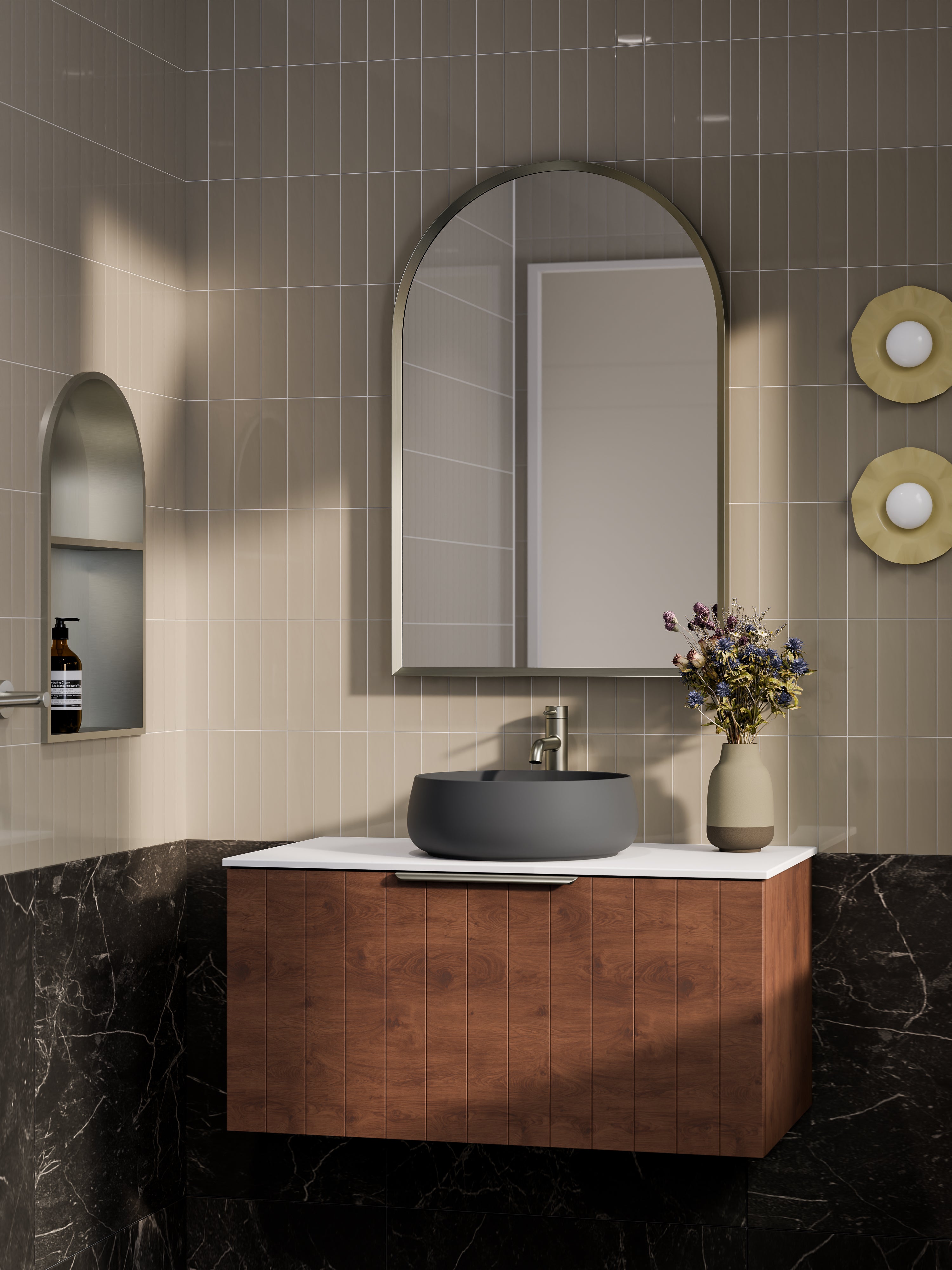 Lineare 900 Vanity | Single Drawer | Flat Slab Top | Coastal Front