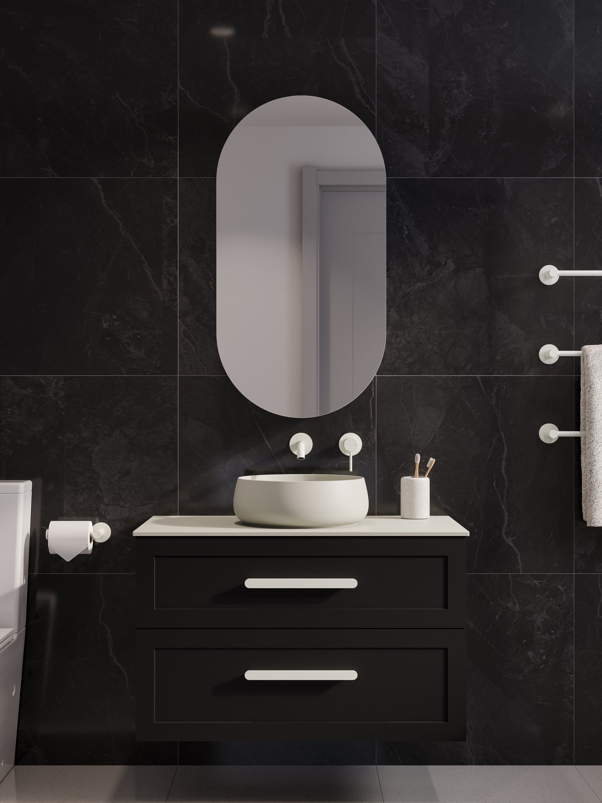 Lineare 900 Vanity | Double Drawer | Flat Slab Top | Loft Drawer