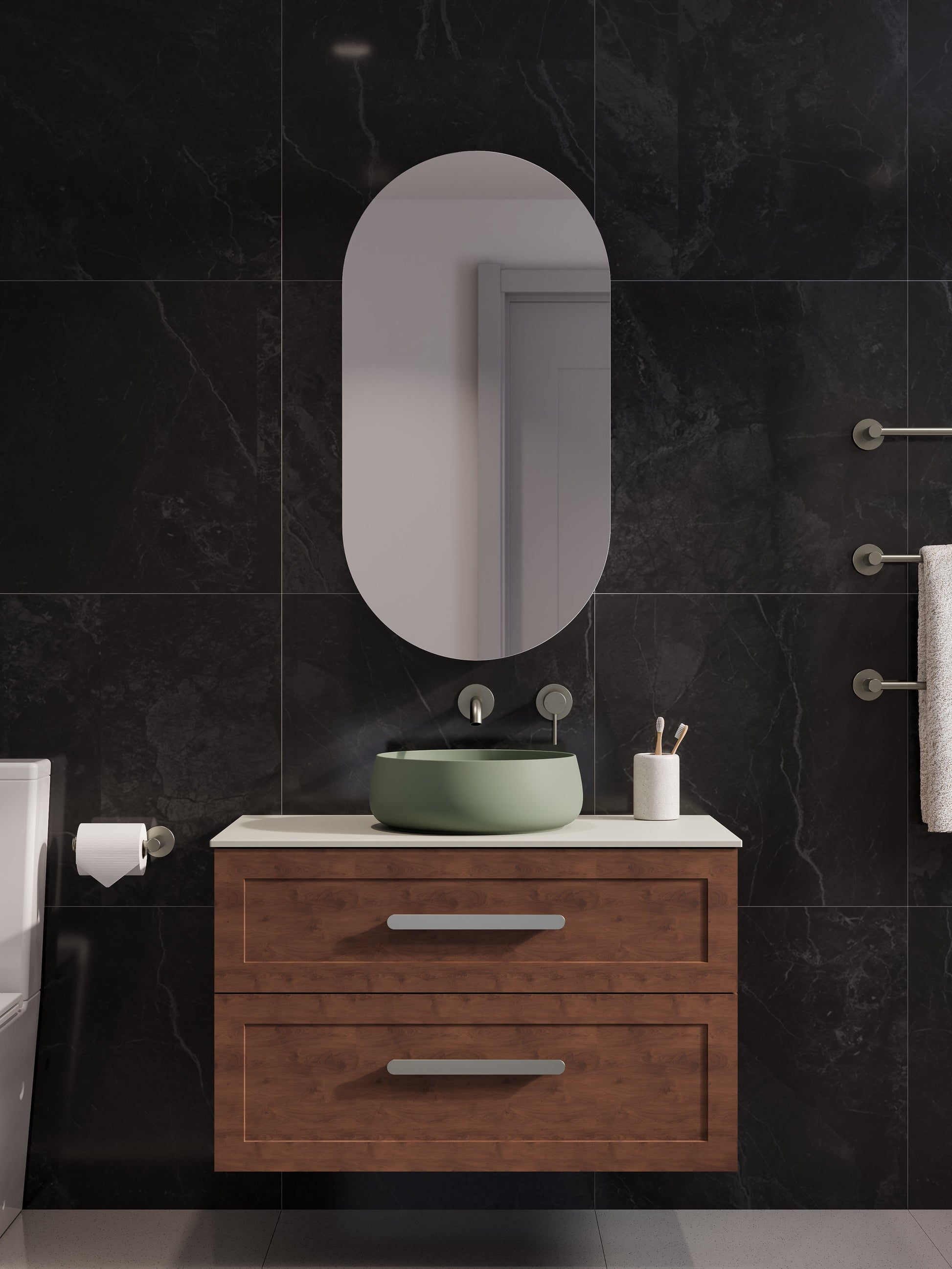 Lineare 900 Vanity | Double Drawer | Flat Slab Top | Loft Drawer