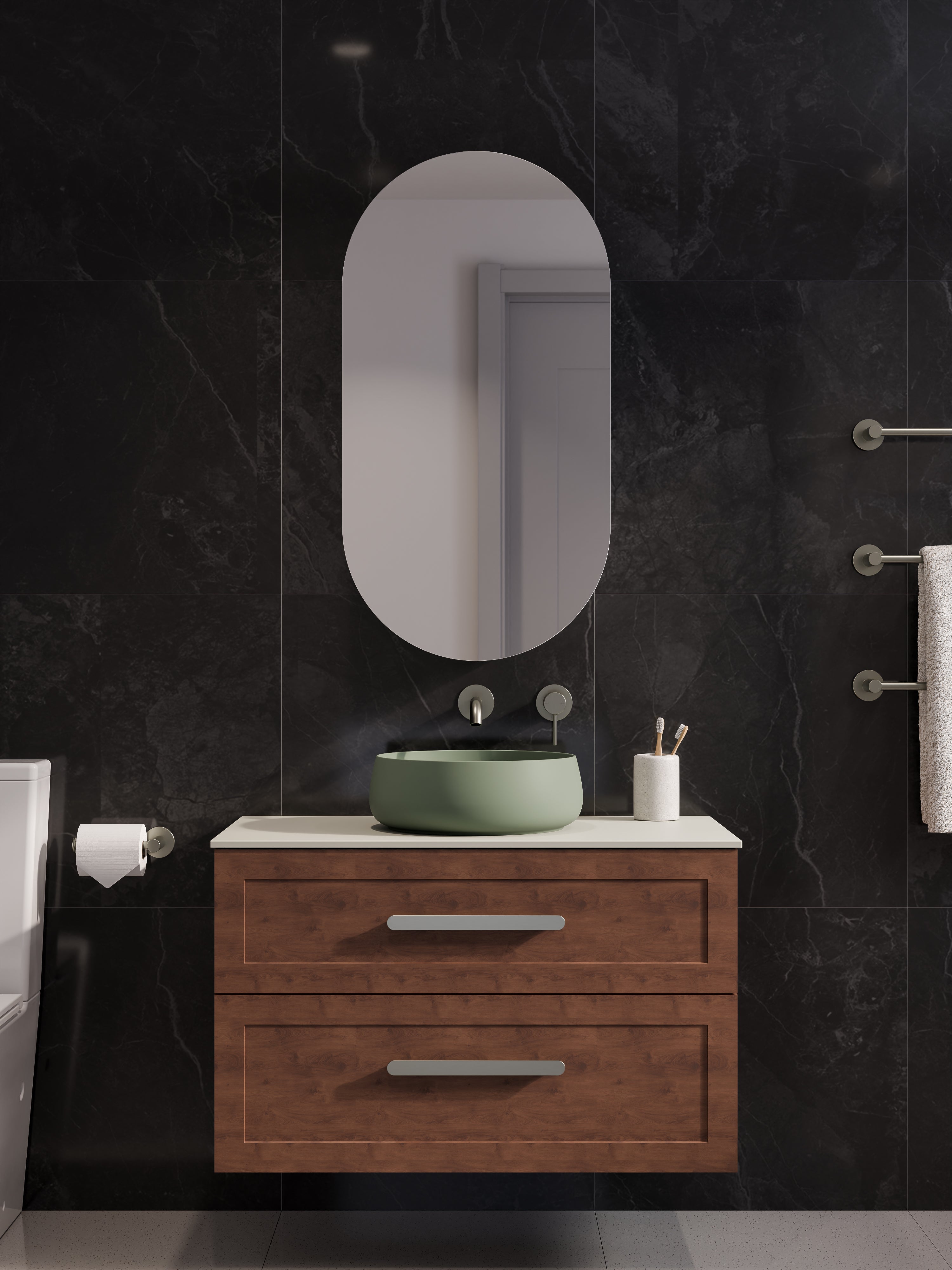 Lineare 900 Vanity | Double Drawer | Flat Slab Top | Loft Drawer