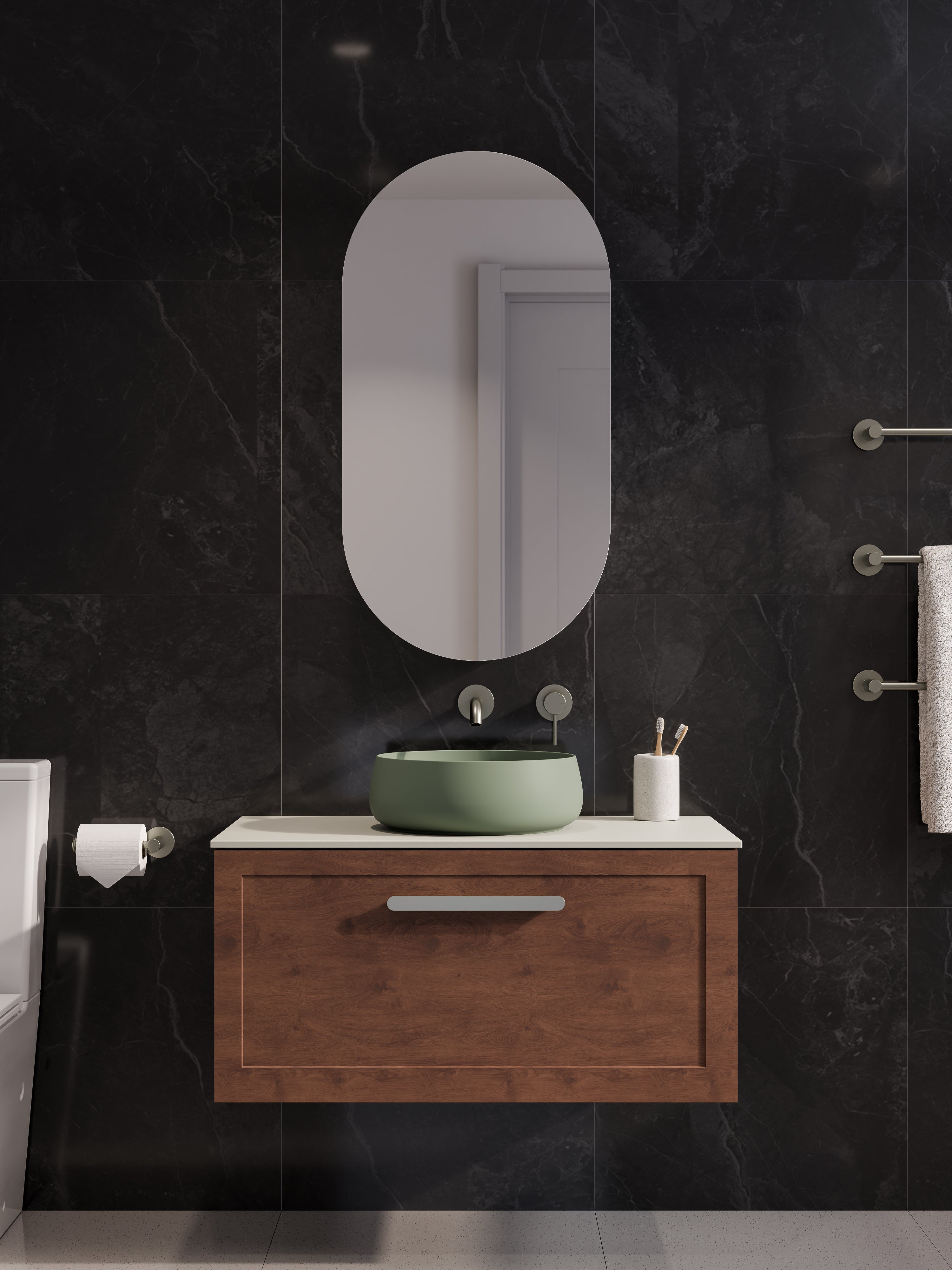 Lineare 900 Vanity | Single Drawer | Flat Slab Top | Loft Front