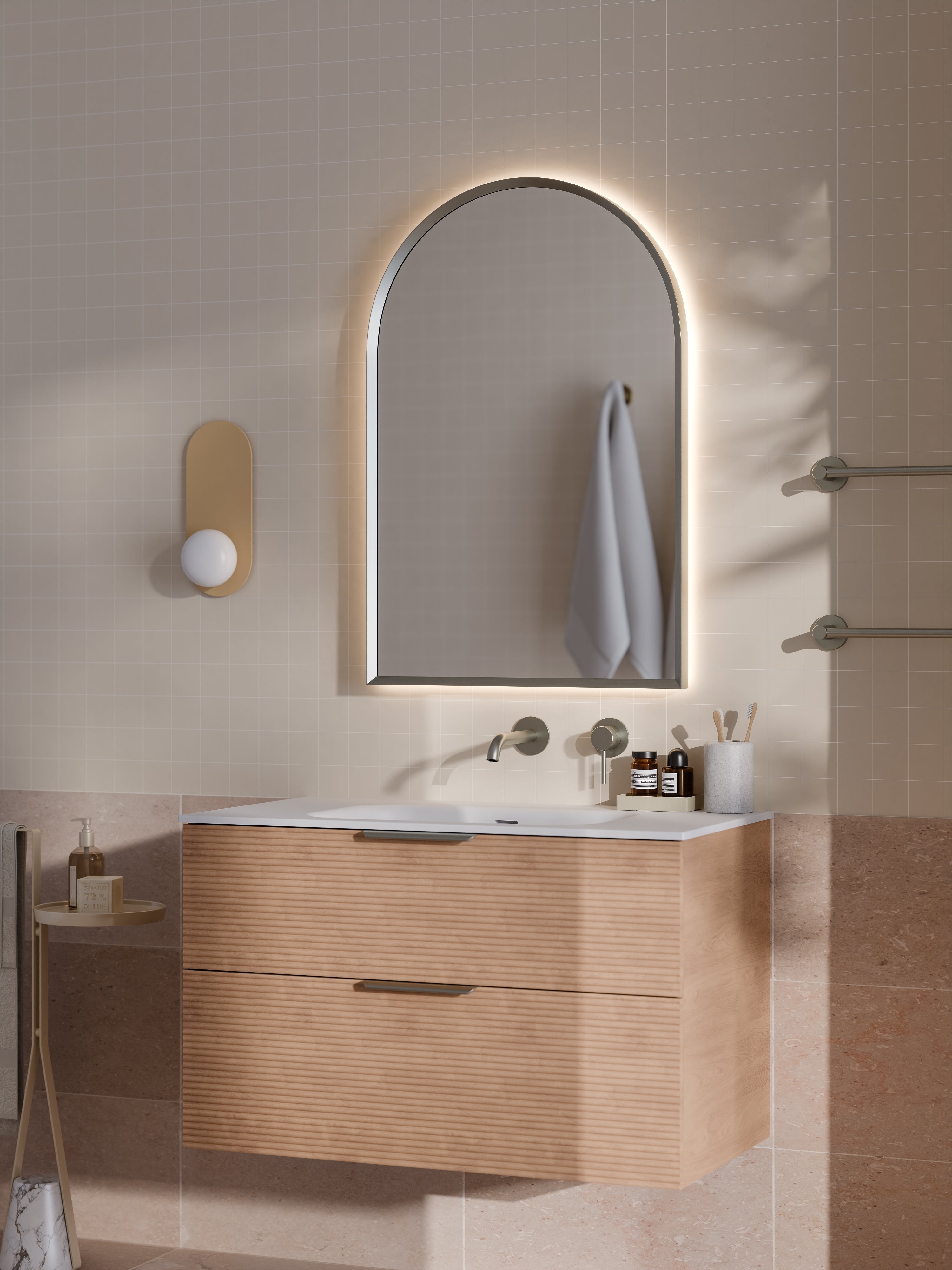 Lineare 900 Vanity | Double Drawer | Navarra Sink | Orchard Front