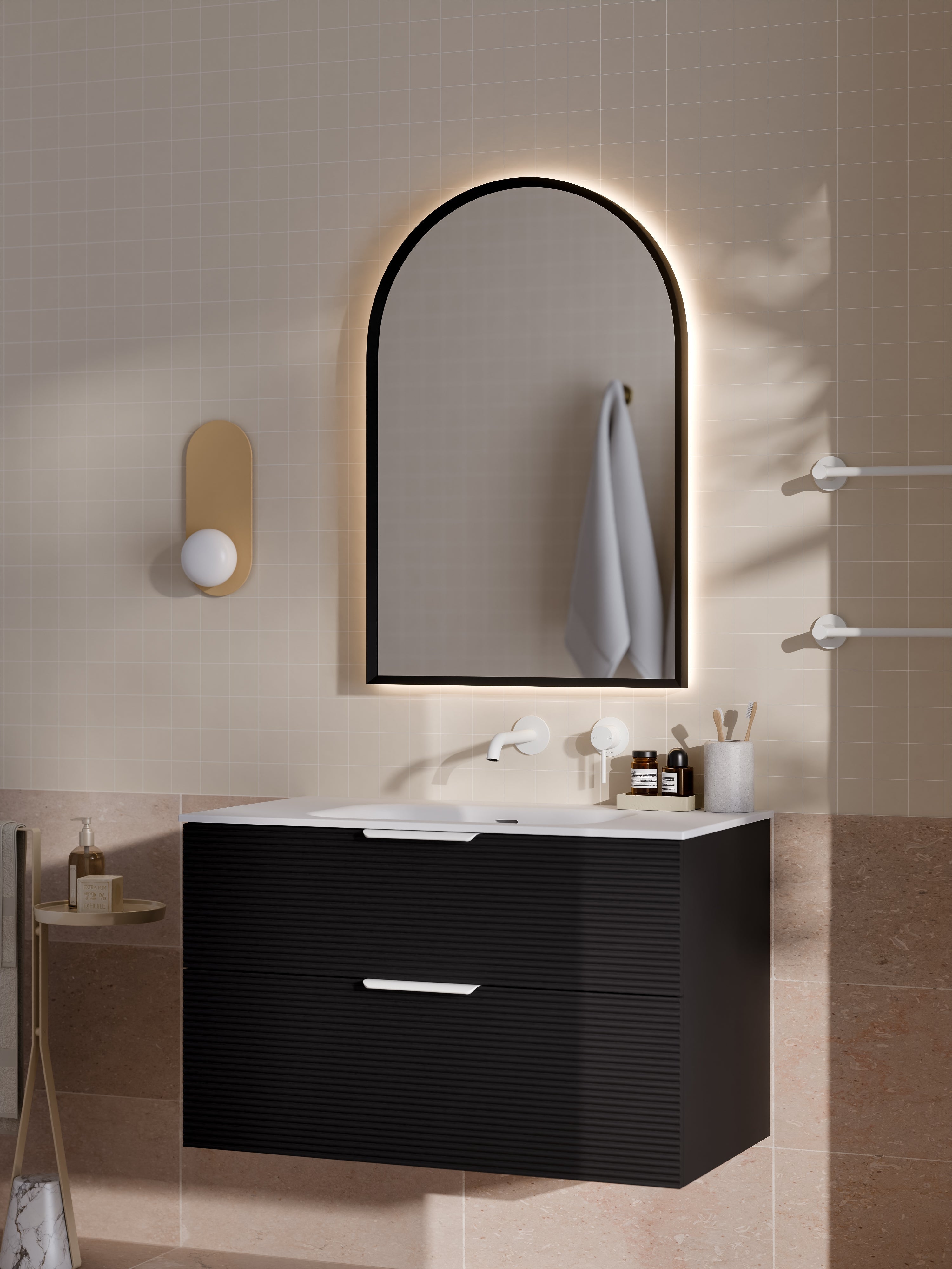 Lineare 900 Vanity | Double Drawer | Navarra Sink | Orchard Front