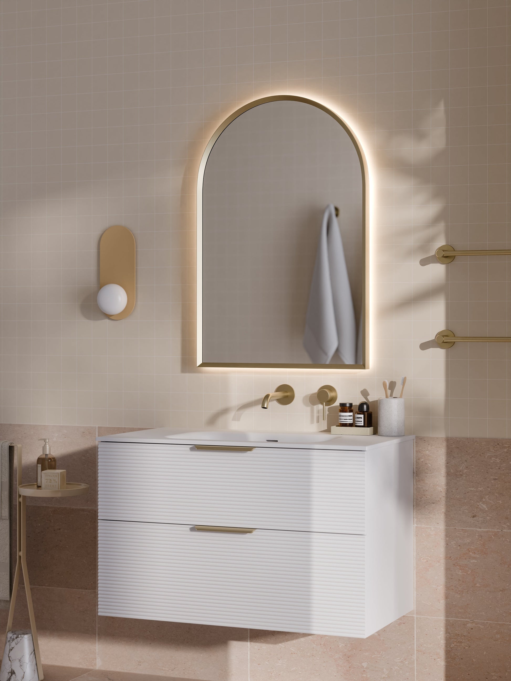 Lineare 900 Vanity | Double Drawer | Navarra Sink | Orchard Front