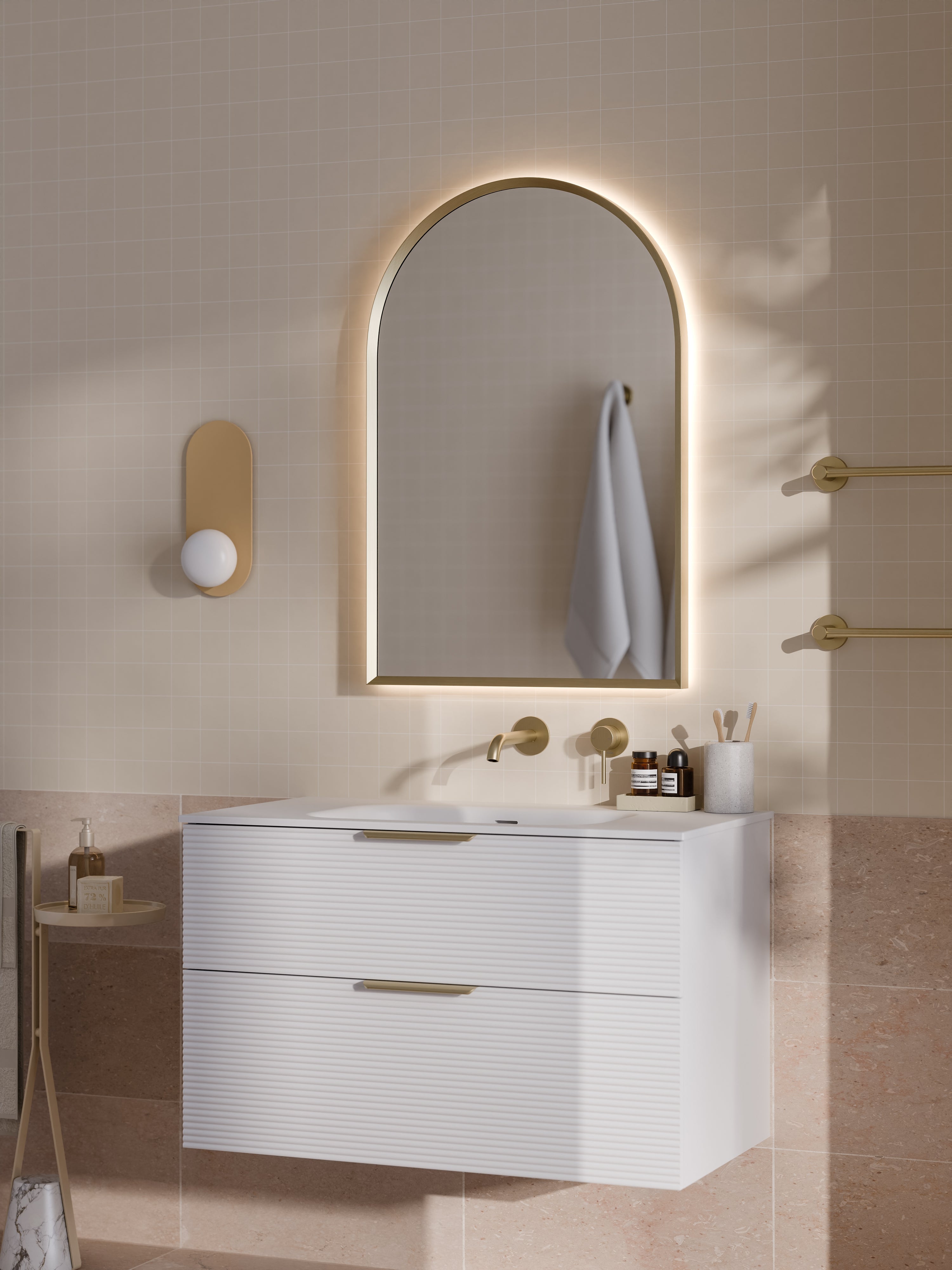Lineare 900 Vanity | Double Drawer | Navarra Sink | Orchard Front