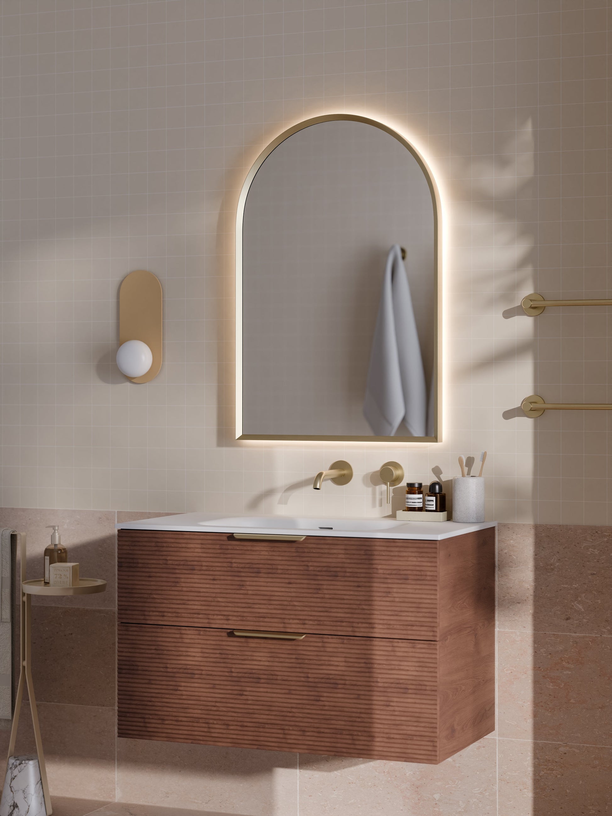 Lineare 900 Vanity | Double Drawer | Navarra Sink | Orchard Front