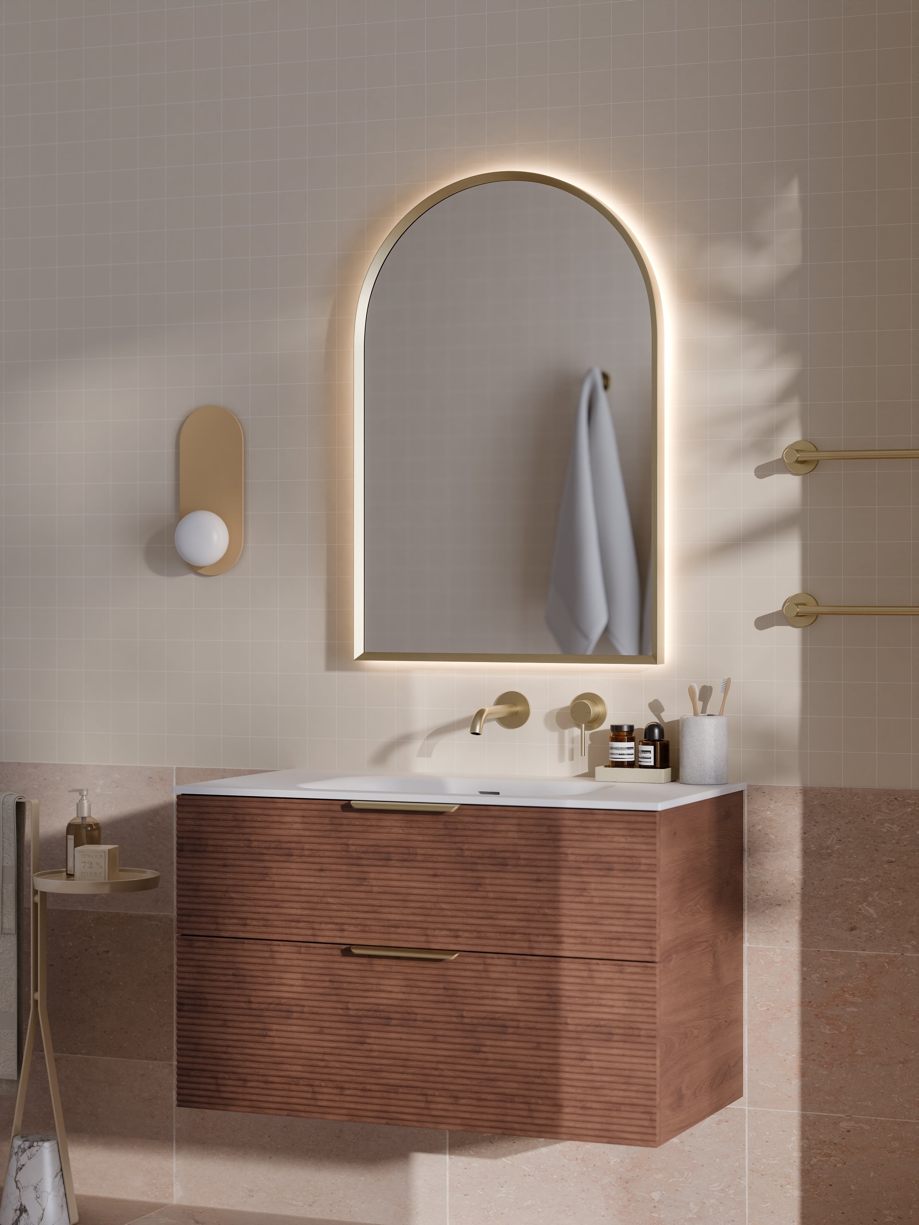 Lineare 900 Vanity | Double Drawer | Navarra Sink | Orchard Front