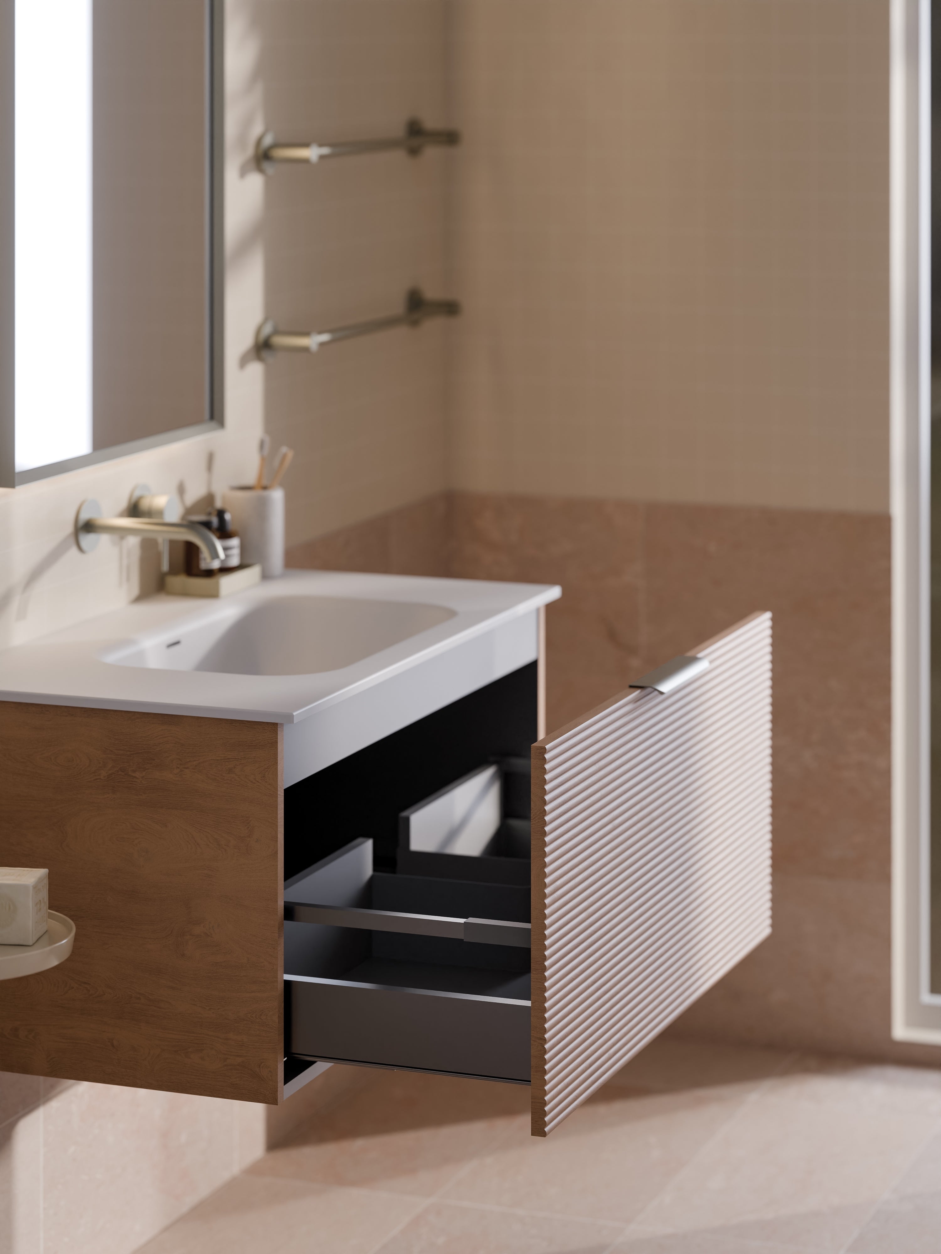 Lineare 900 Vanity | Single Drawer | Navarra Sink | Orchard Front