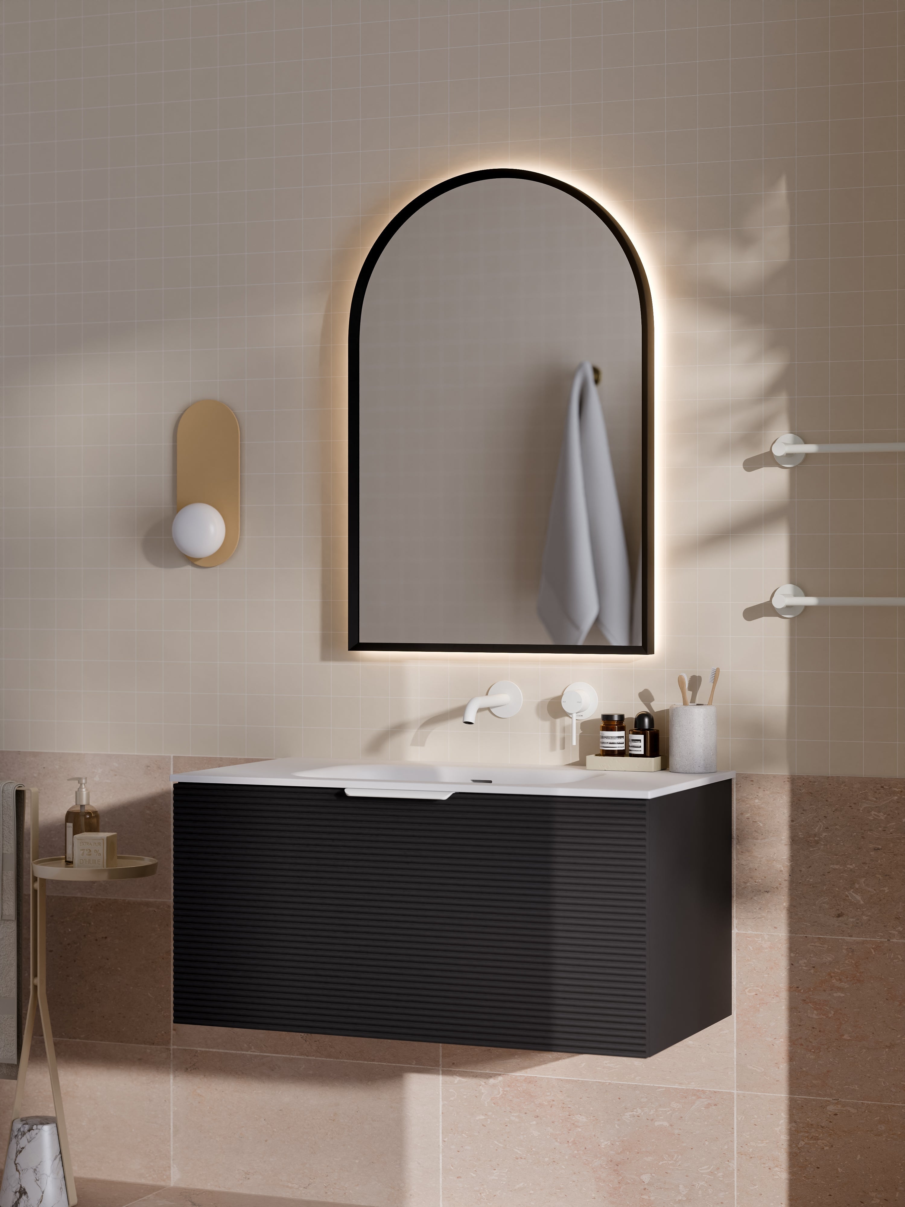 Lineare 900 Vanity | Single Drawer | Navarra Sink | Orchard Front