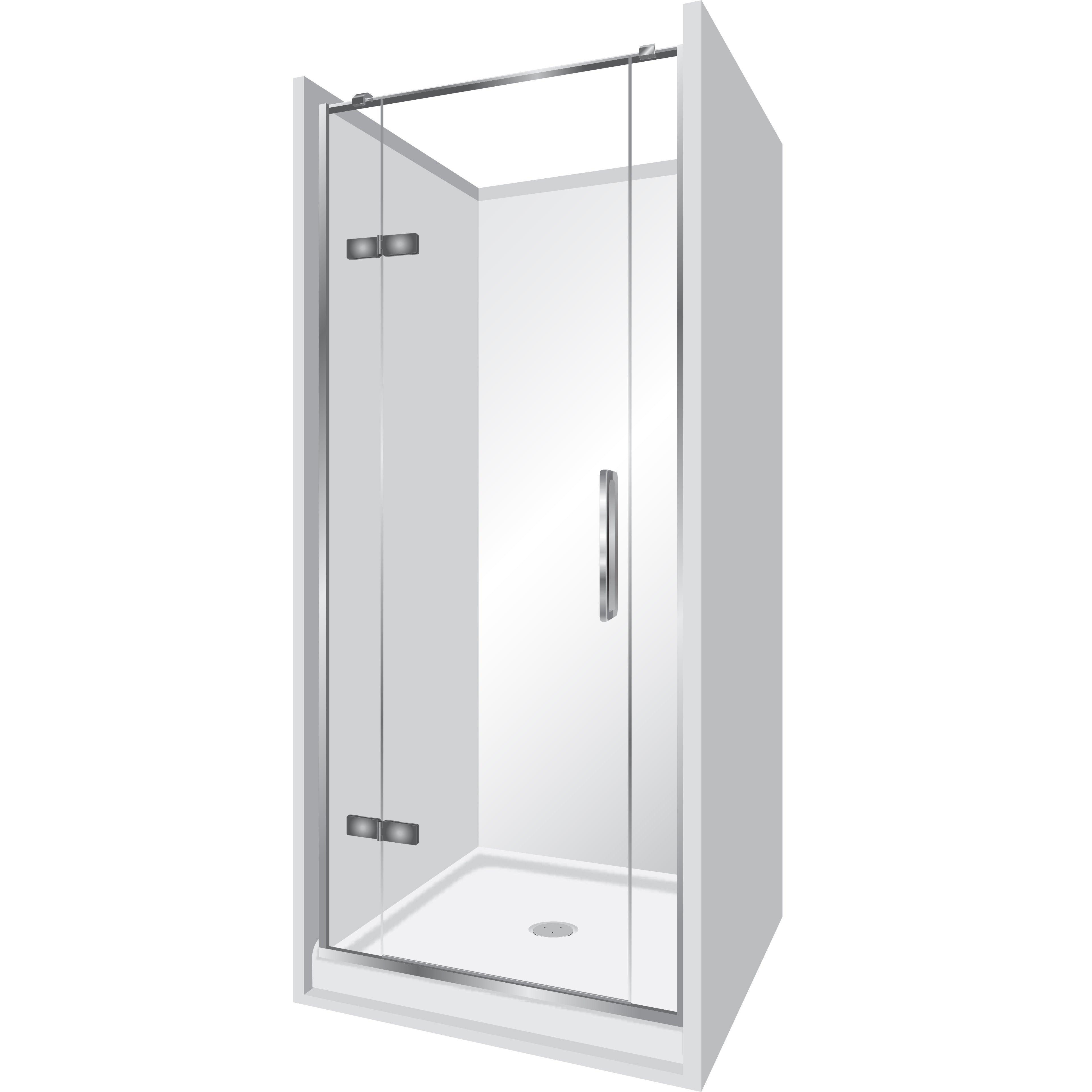 ELITE FRAMELESS ACRYLIC LUXURY SWING DOOR 3 SIDED ALCOVE SHOWER KITS - 2 COLOURS