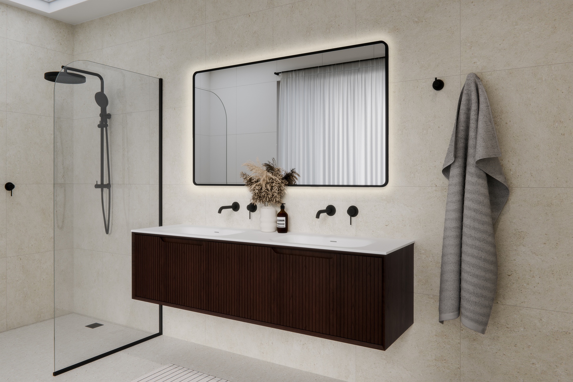 Code Aria 1800 Wall Hung Vanity | Double Inset Basin