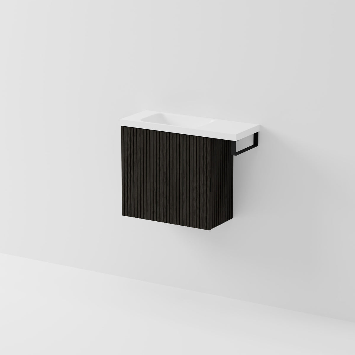 Aria 550 WC Vanity with Offset 700 Basin & Towel Rail