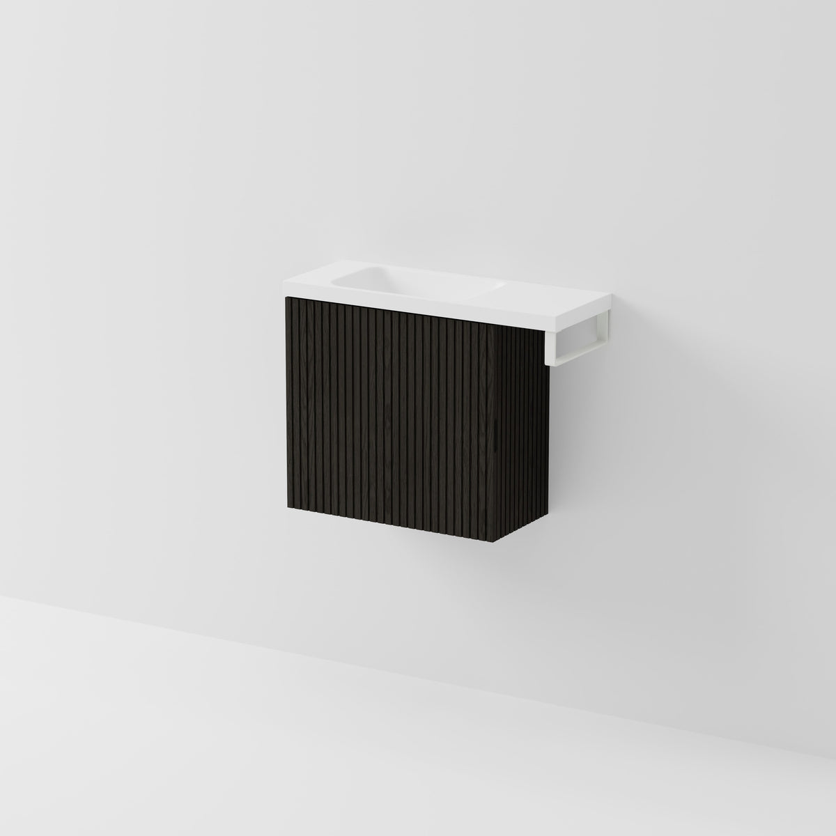 Aria 550 WC Vanity with Offset 700 Basin & Towel Rail