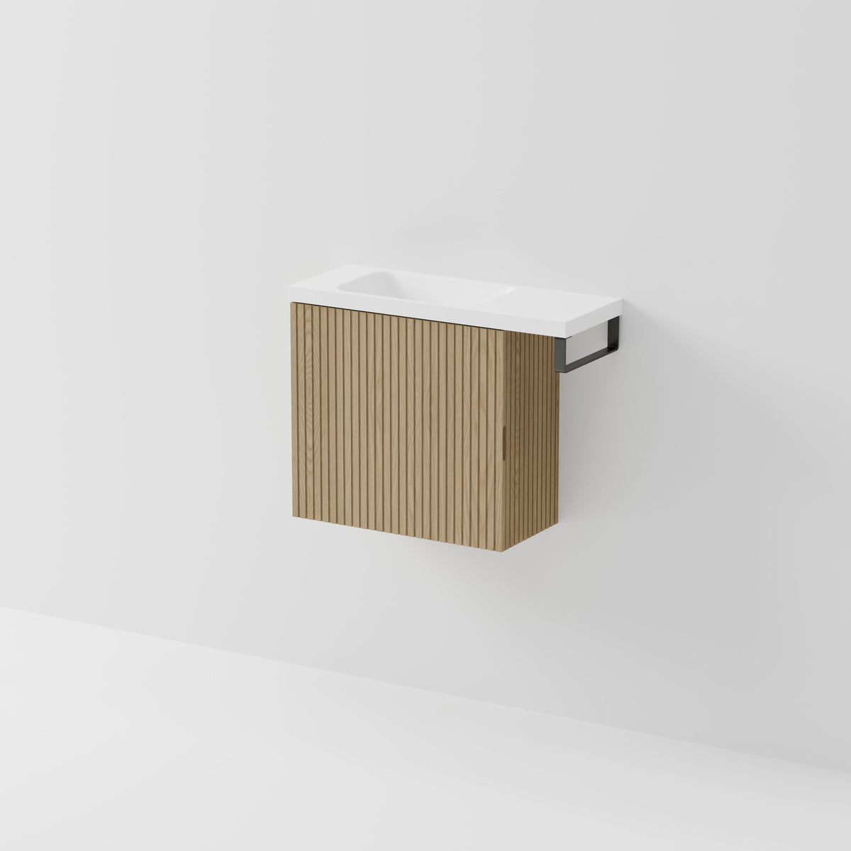 Aria 550 WC Vanity with Offset 700 Basin & Towel Rail