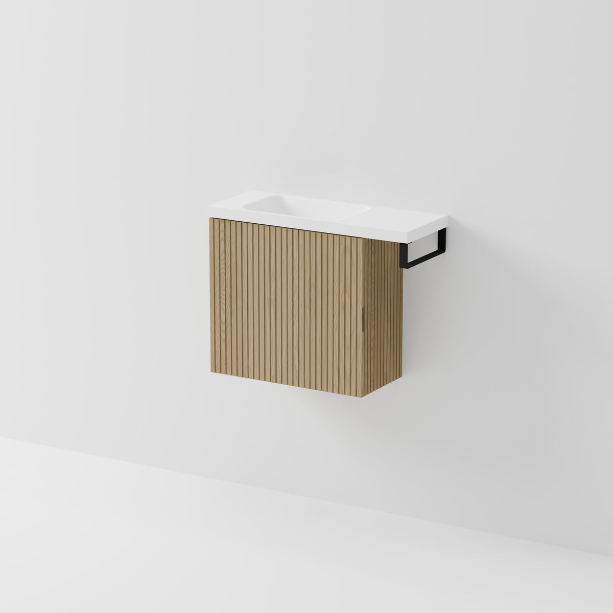 Aria 550 WC Vanity with Offset 700 Basin & Towel Rail