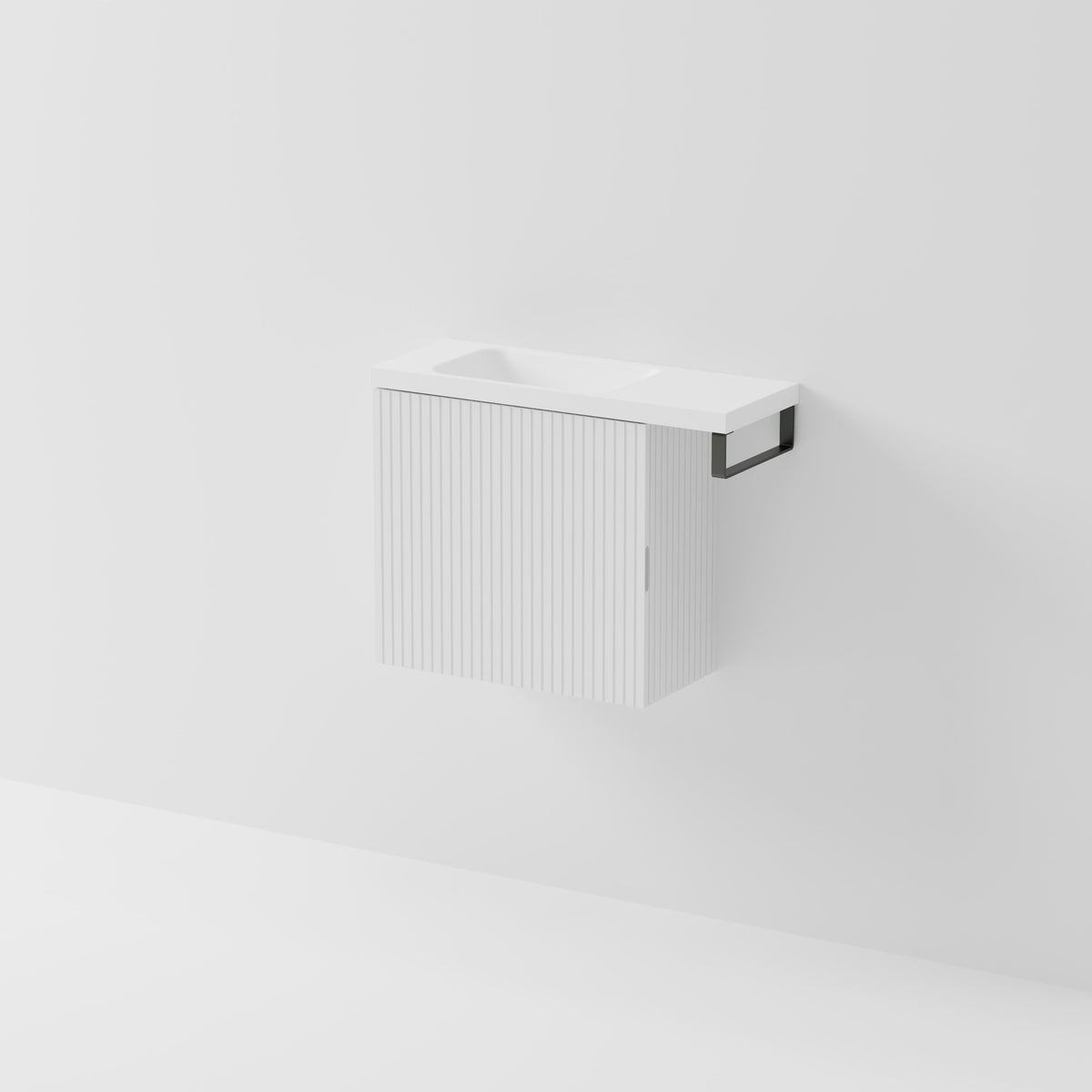 Aria 550 WC Vanity with Offset 700 Basin & Towel Rail