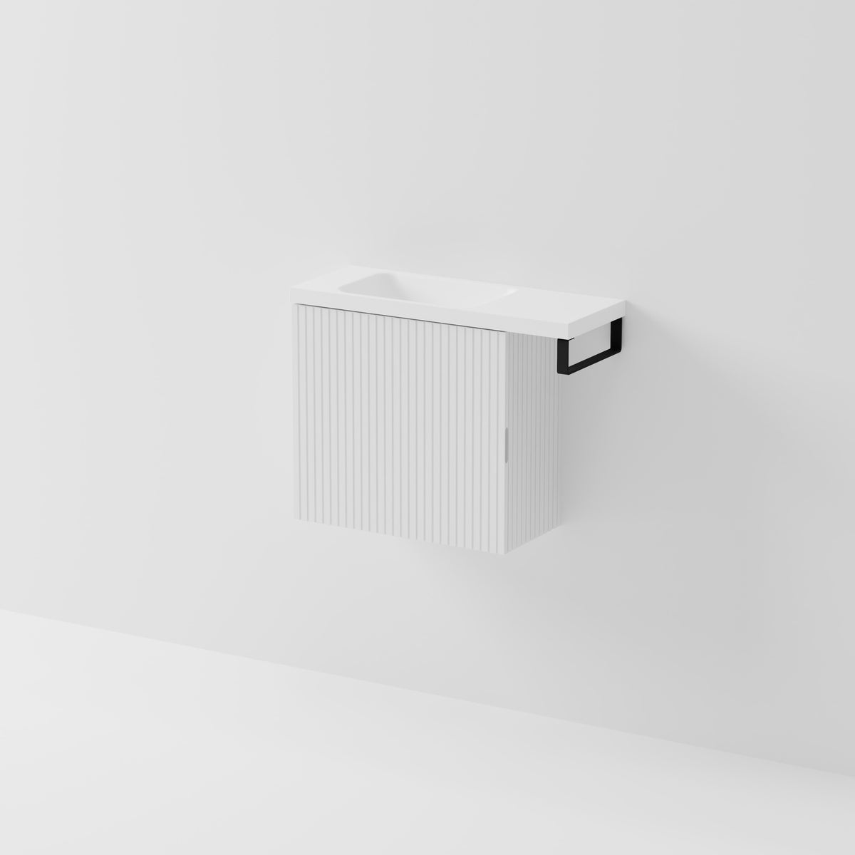 Aria 550 WC Vanity with Offset 700 Basin & Towel Rail