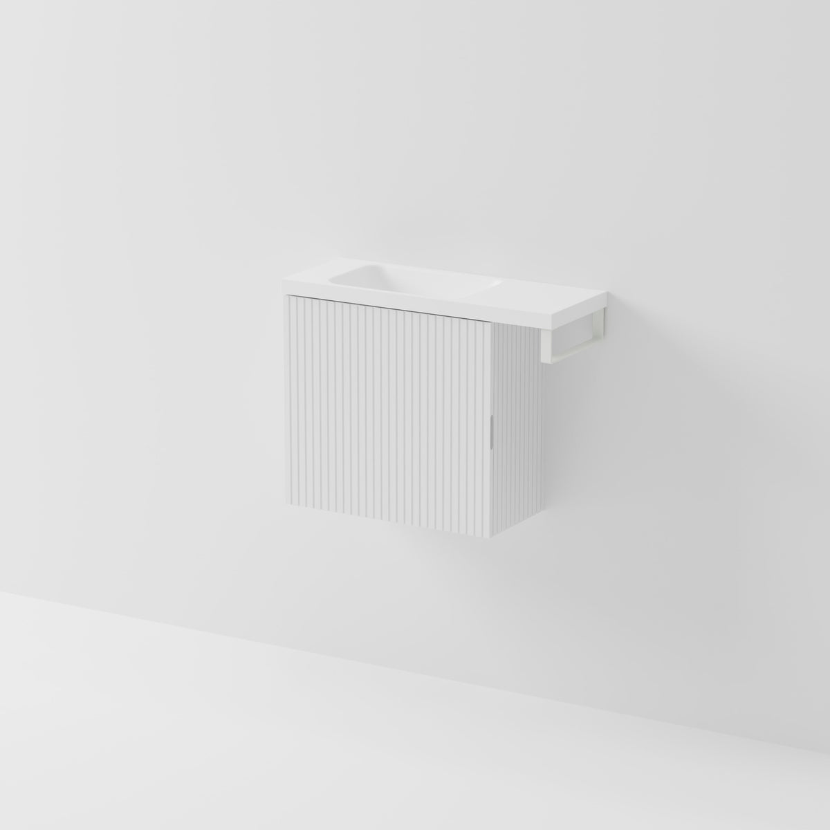 Aria 550 WC Vanity with Offset 700 Basin & Towel Rail