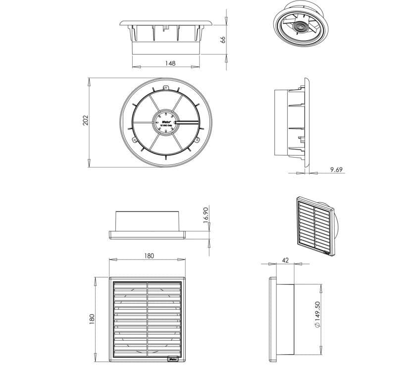 WEISS FV130 CEILING EXTRACTION STANDARD FAN KIT 362M3/HR NON LED