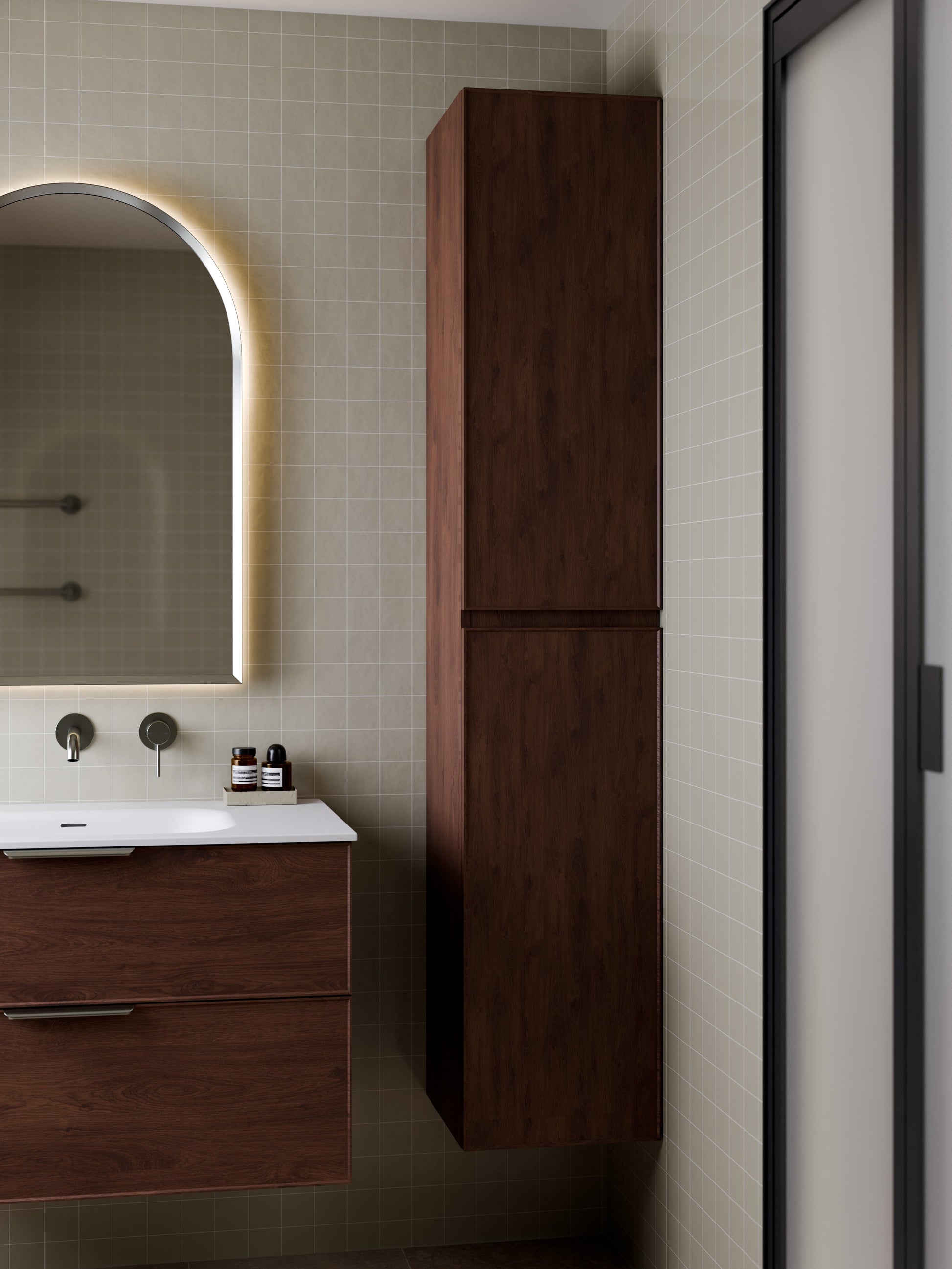 Lineare Tall Bathroom Cabinet | Axel Front