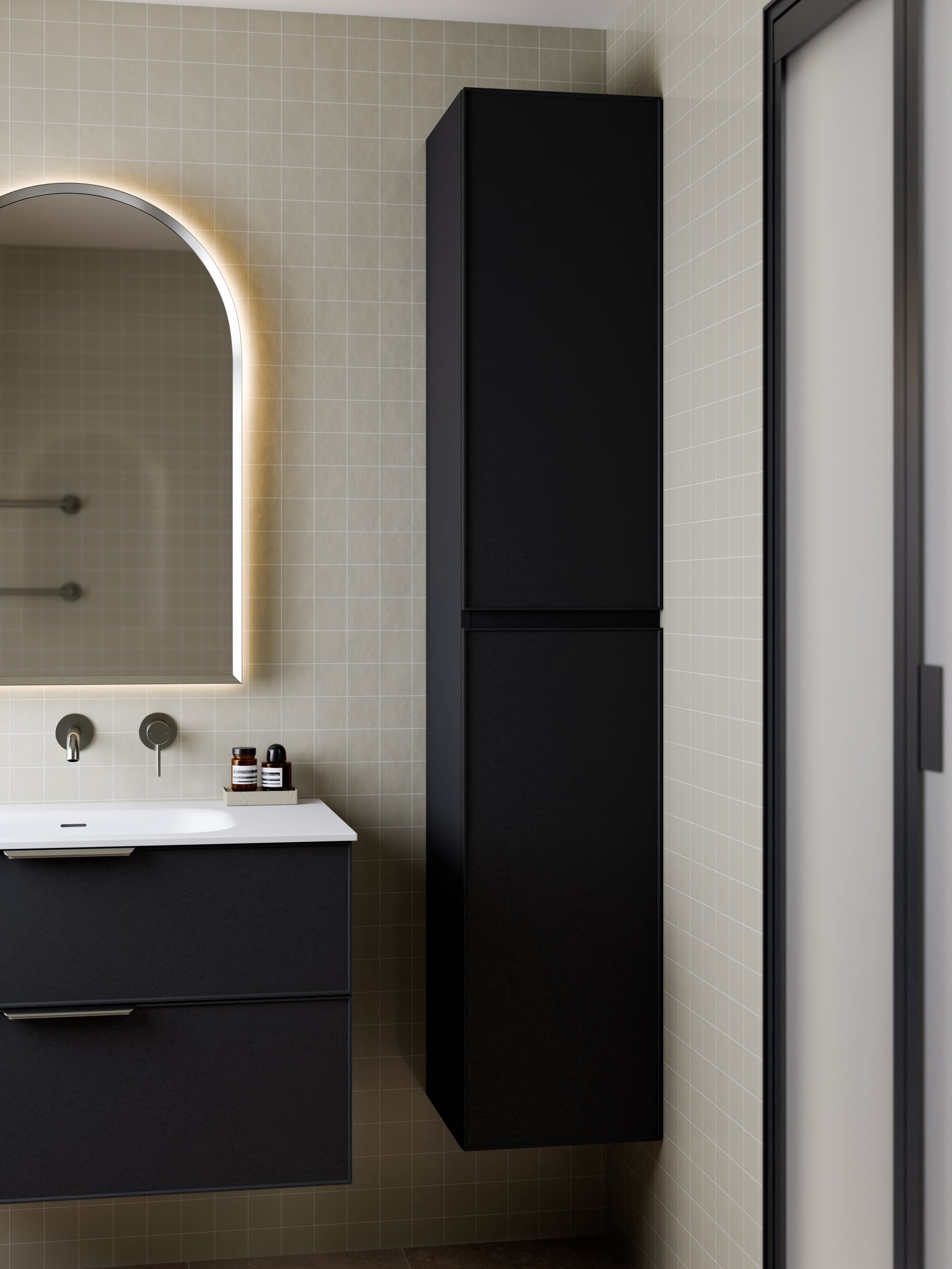Lineare Tall Bathroom Cabinet | Axel Front