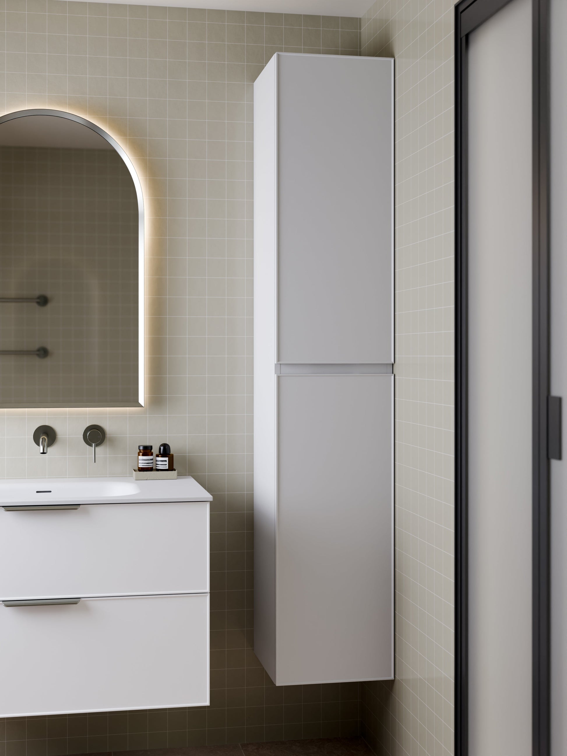Lineare Tall Bathroom Cabinet | Axel Front