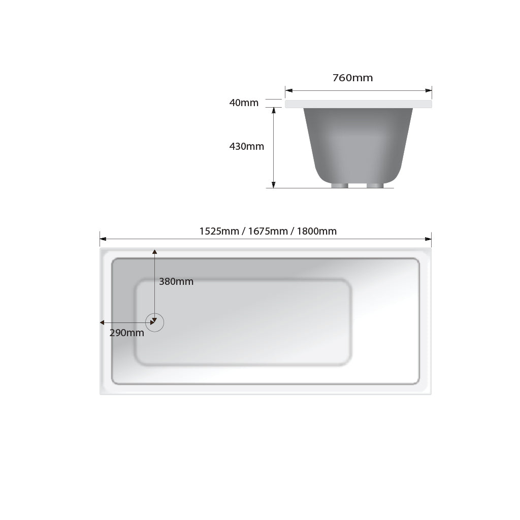 ELITE SHOWER OVER BATH KITS 1800X760MM - 2 OPTIONS