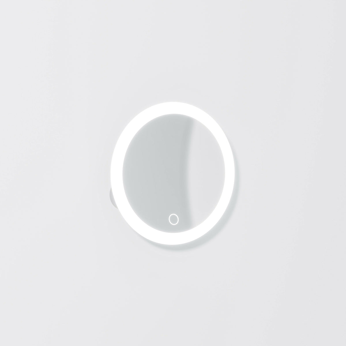 Pavia mini round LED makeup mirror with 5x magnification in matte white