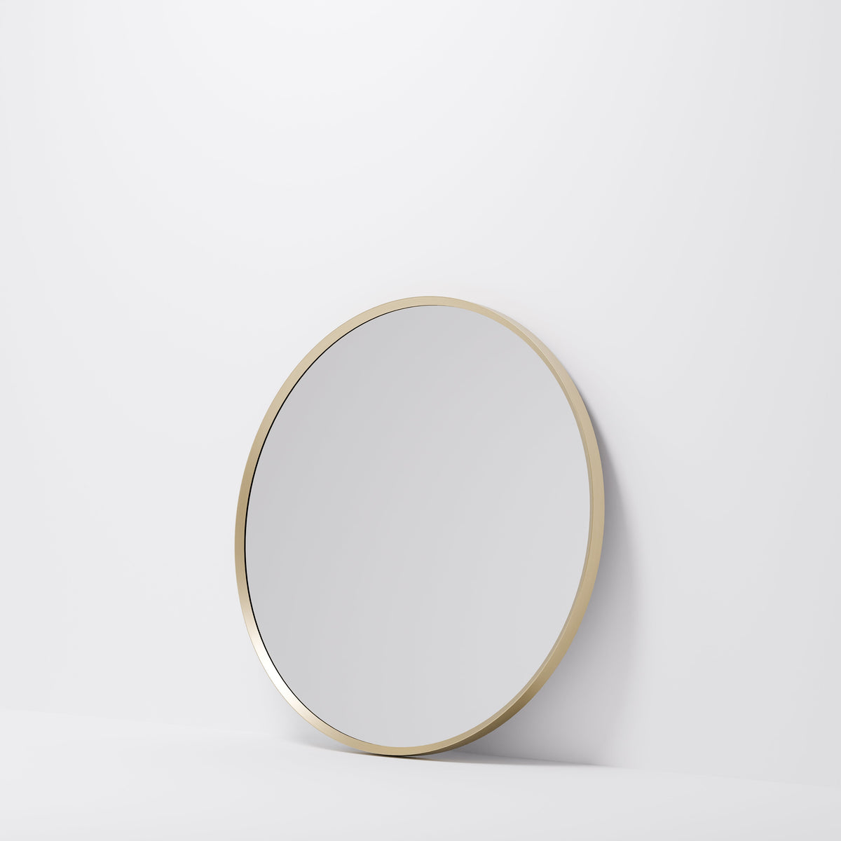 Aspect 700mm round framed mirror with brushed metal frame