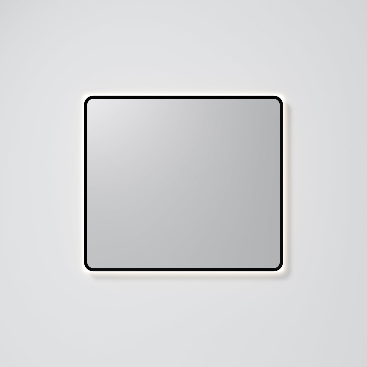 Aura 850 x 750mm rectangle framed LED mirror with metal PVD frame