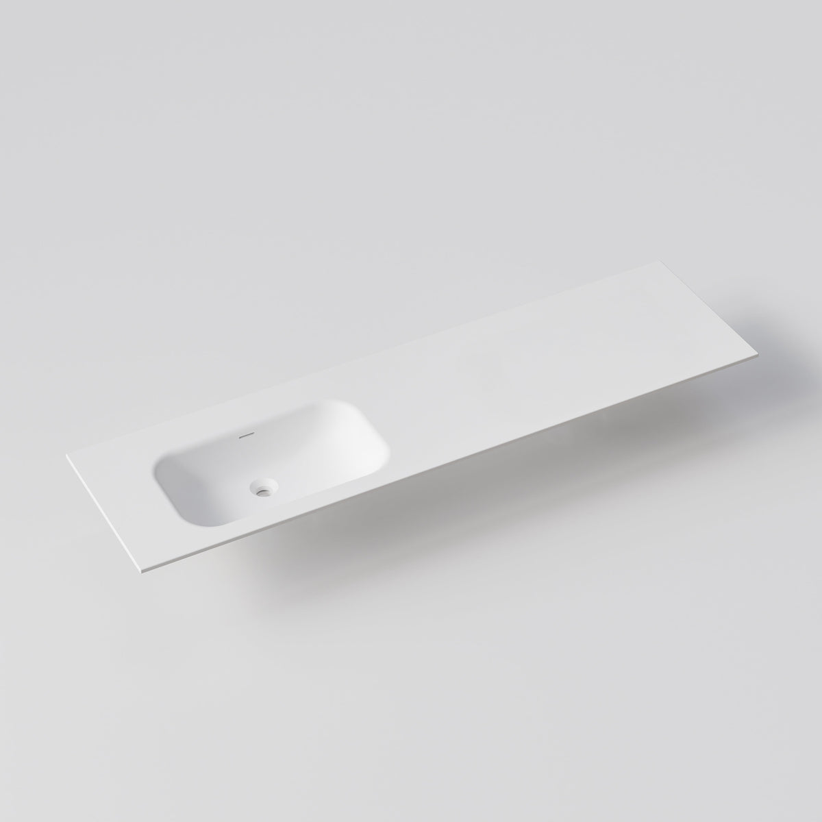 Navarra 1800 white solid surface vanity sink top with offset single bowl