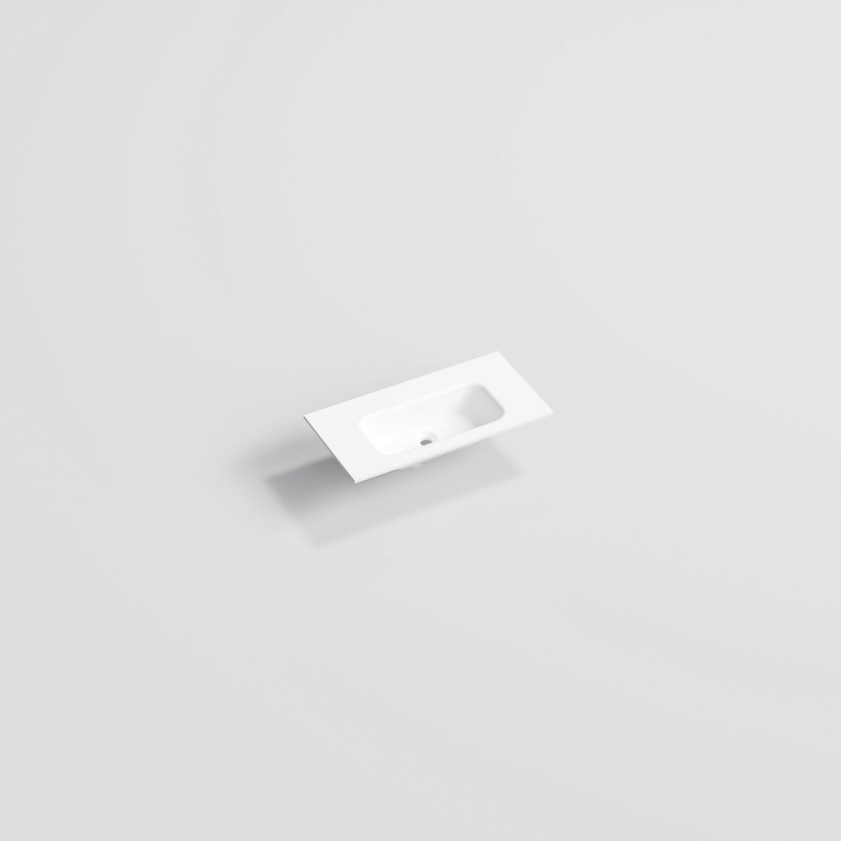 Navarra Slim 750 white solid surface vanity basin top with centred single bowl
