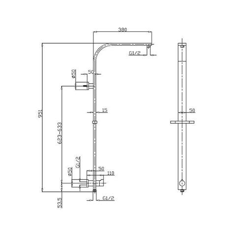 CODE PURE SQUARE SHOWER COLUMN 3 FUNCTION - 4 COLOURS