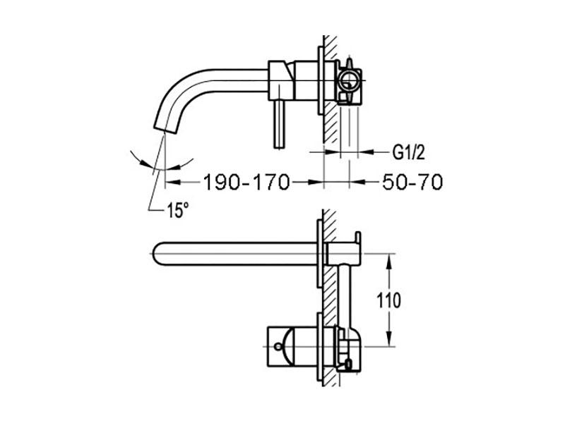 CODE INDUSTRY WALL MOUNTED BASIN MIXER - GUNMETAL