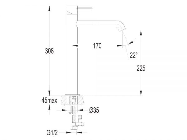 WATERWARE CARBON TALL BASIN MIXER BLACK