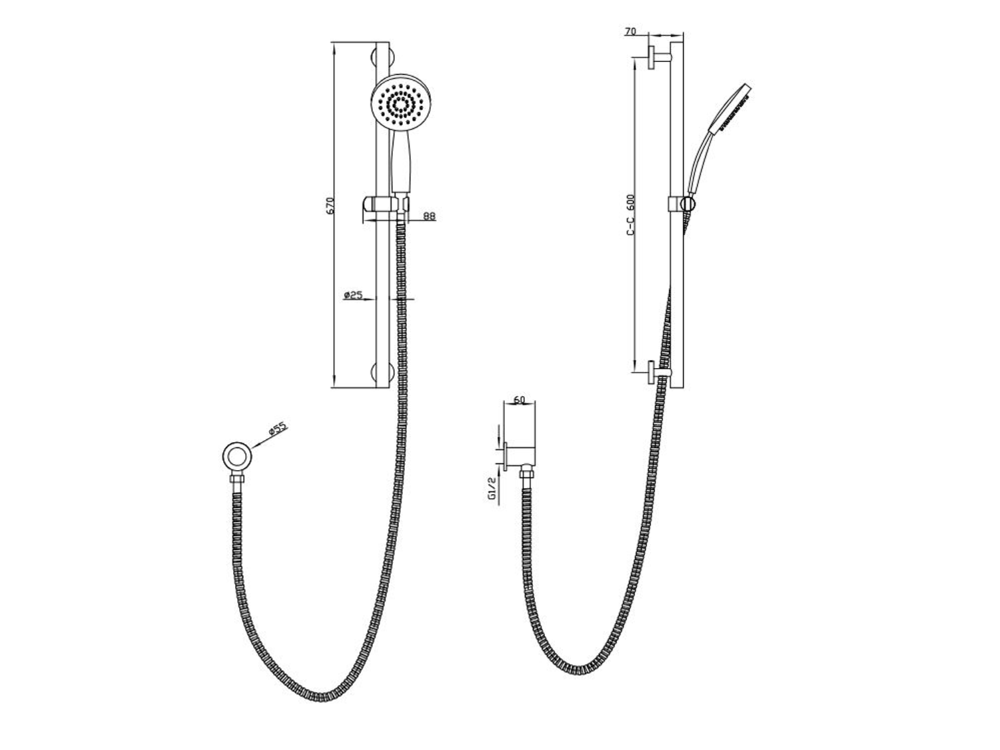 Waterware Pioneer Slide Shower