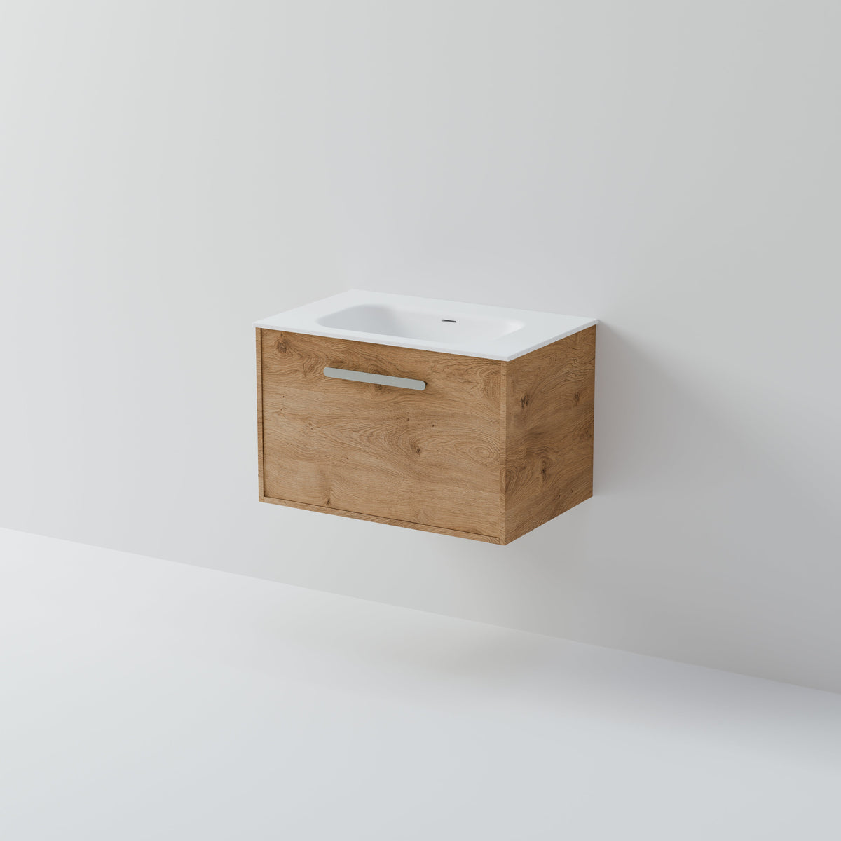 Hako 750 compact wall hung vanity with single inset basin
