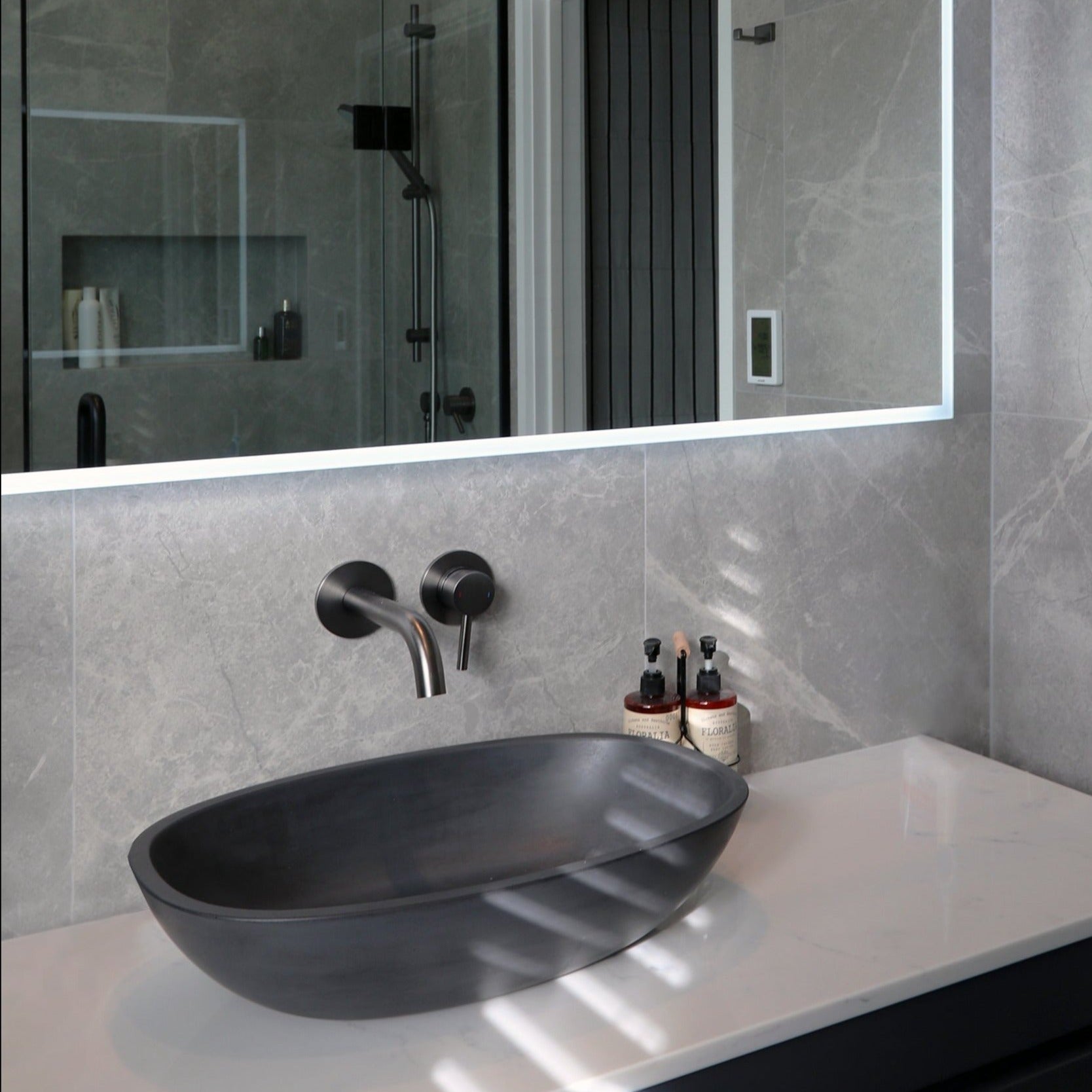 CODE INDUSTRY WALL MOUNTED BASIN MIXER - GUNMETAL