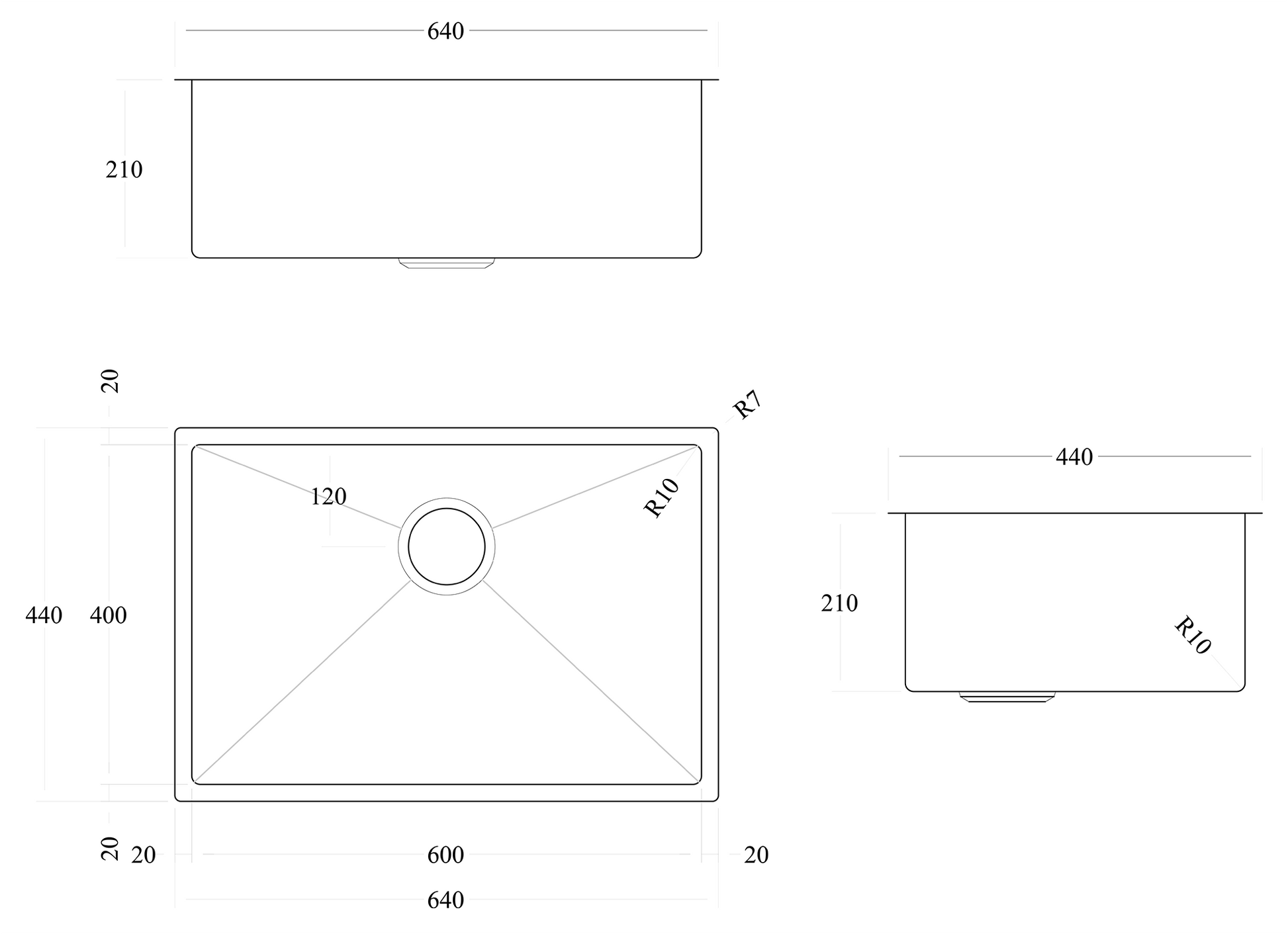 CODE ASPEN 600X400 PVD 304 STAINLESS STEEL KITCHEN SINKS - 5 COLOURS