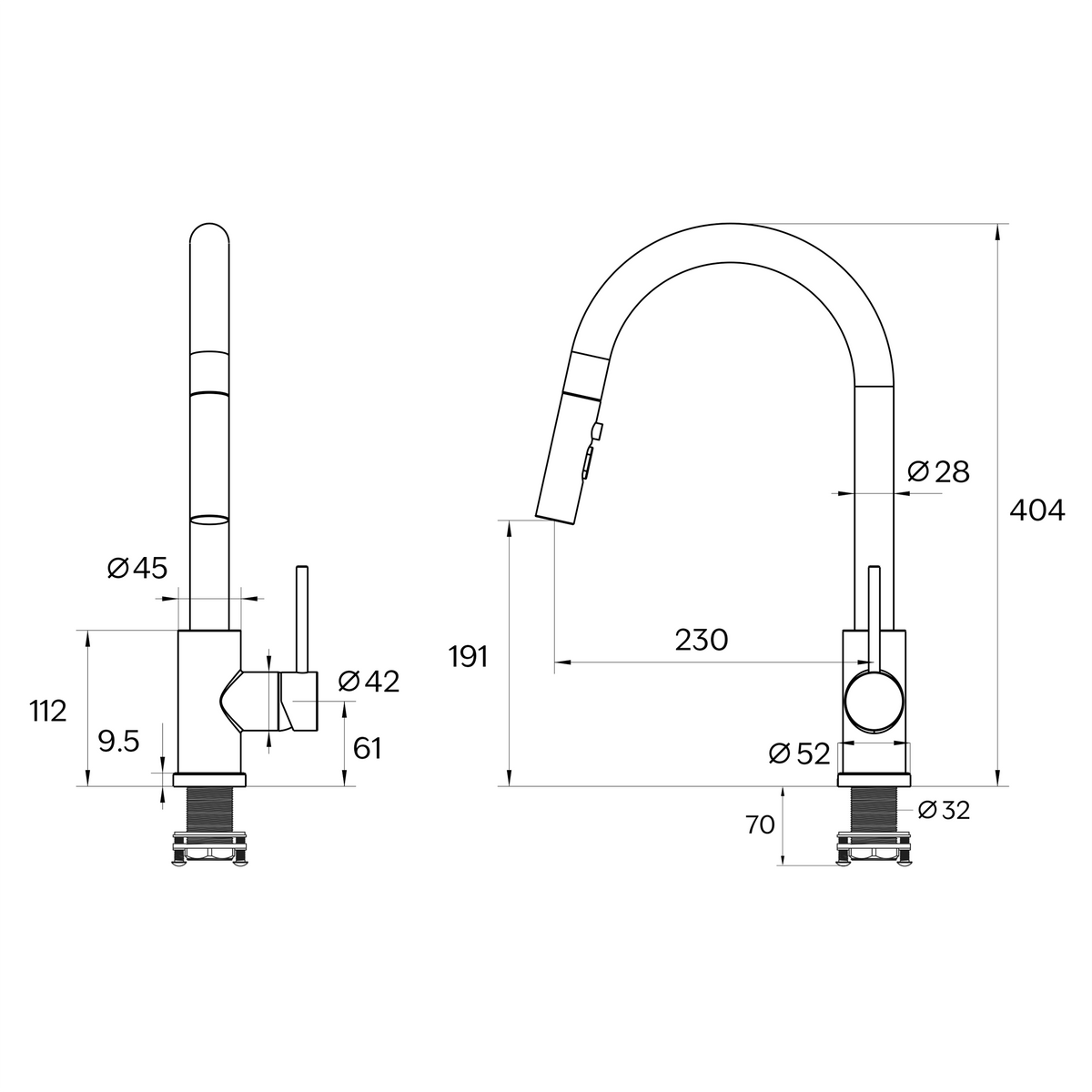 Form Pull Down Kitchen Mixer