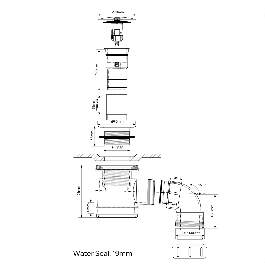 Code Versa Simple Clean Bath Waste 40mm