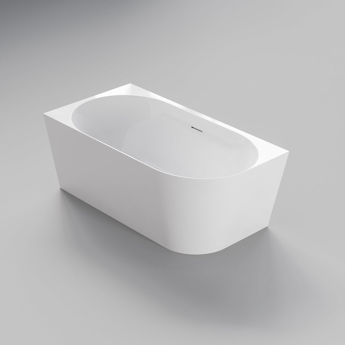 Endura Lineare 1400mm white acrylic corner bath for compact bathrooms