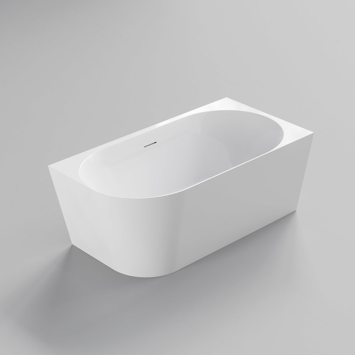 Endura Lineare 1400mm white acrylic corner bath for compact bathrooms