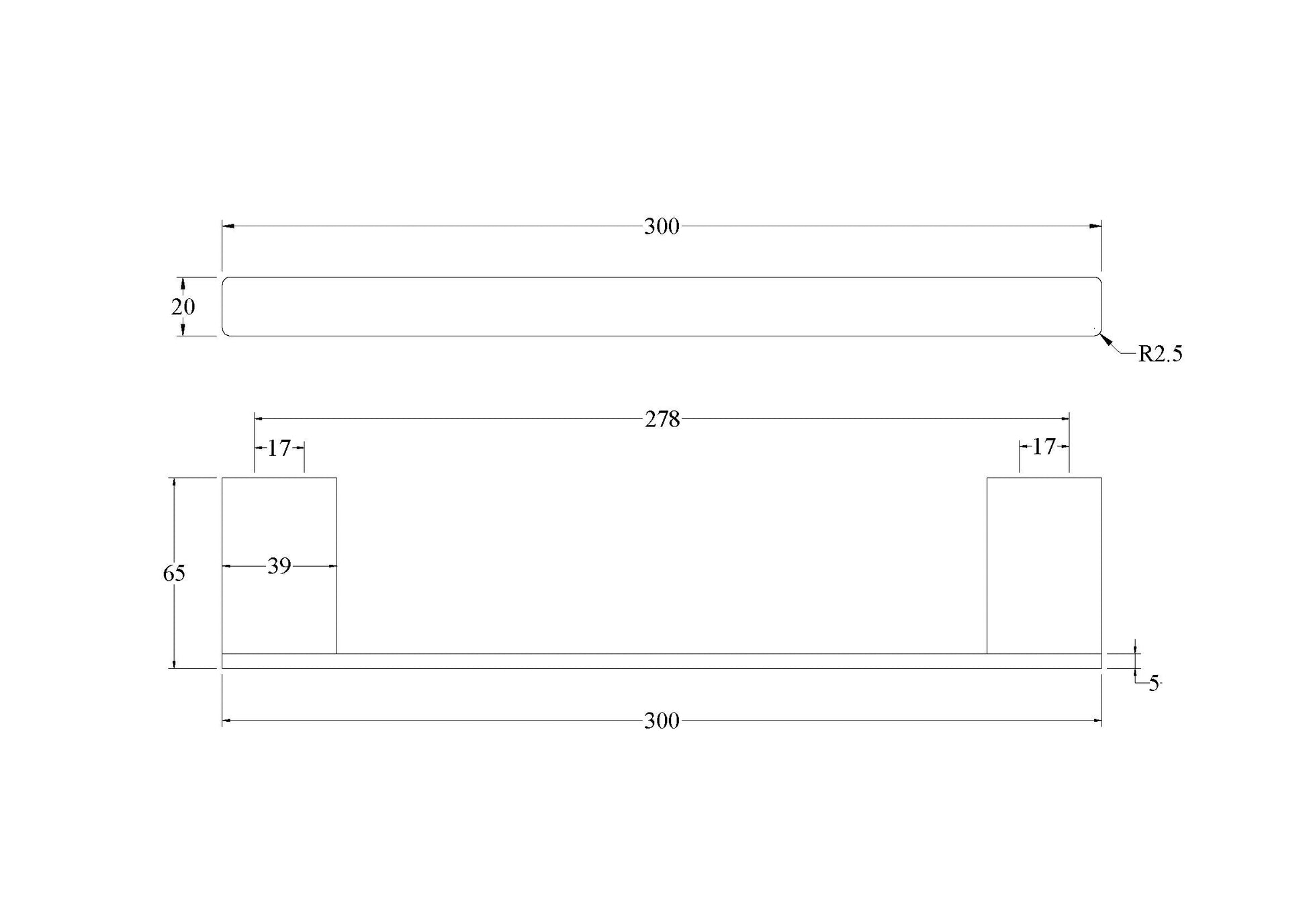 CODE LINEARE HAND TOWEL RAIL 300MM